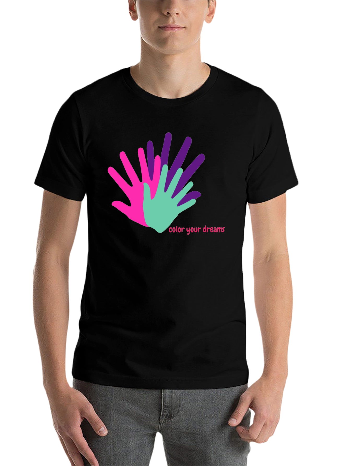 Black Colorful Hands T-Shirt - Color Your Dreams view 7