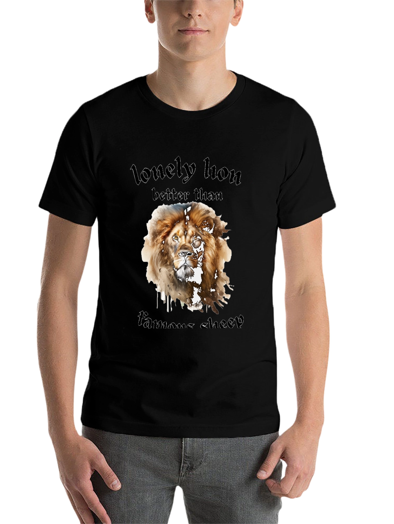 Black Lonely Lion Graphic Tee - Better Than Famous Sheep view 7