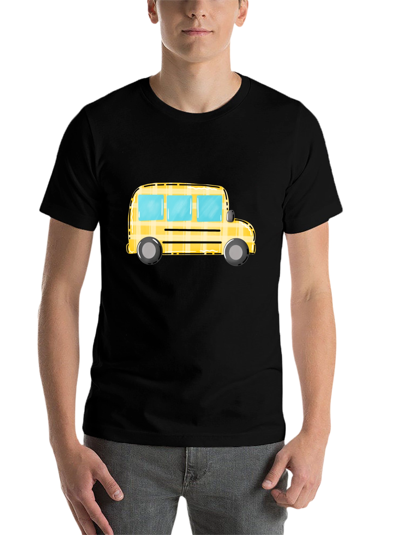 School Bus Graphic Tee - Black Unisex T-Shirt - 7