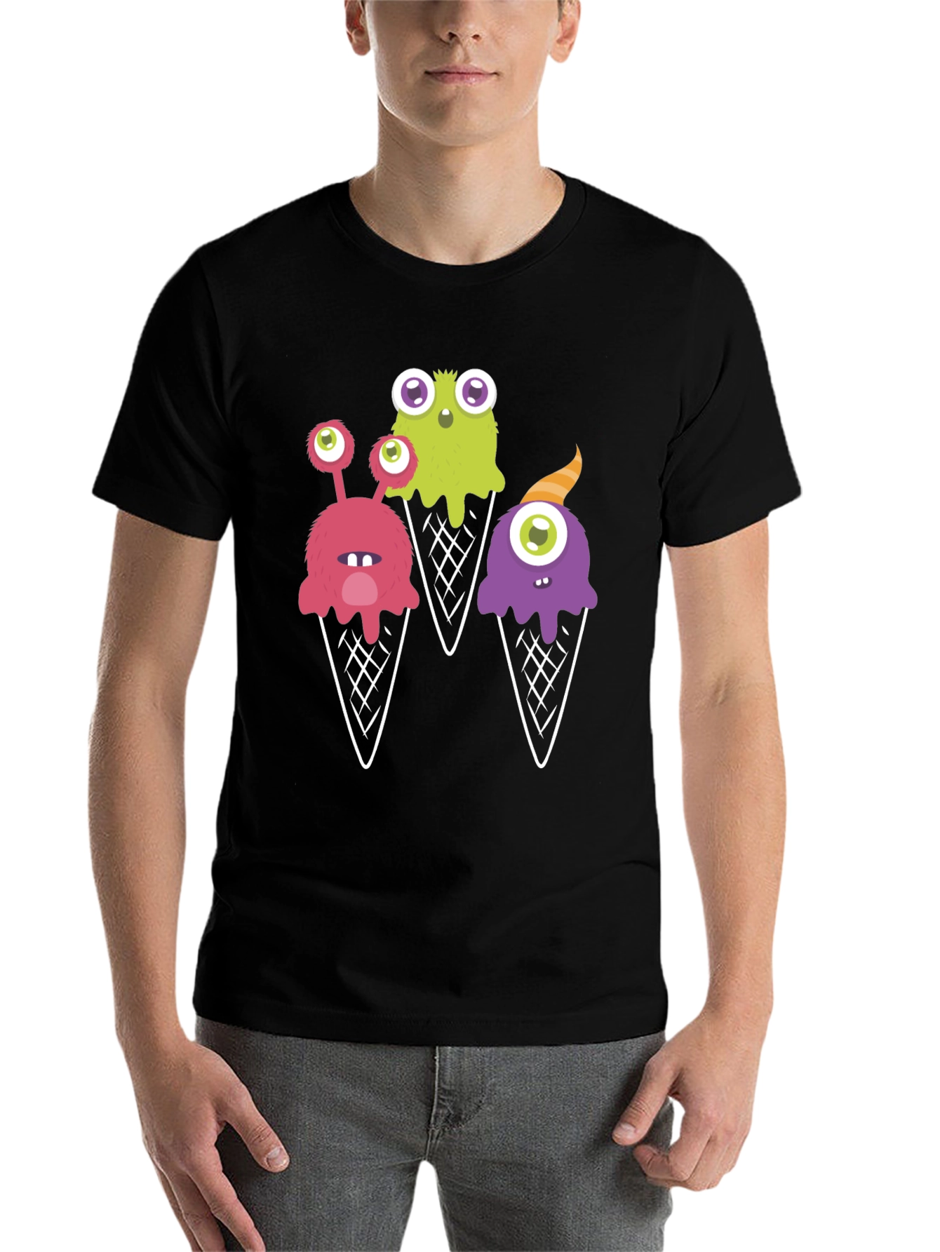 Black Monster Ice Cream T-Shirt - Fun Graphic Tee view 7