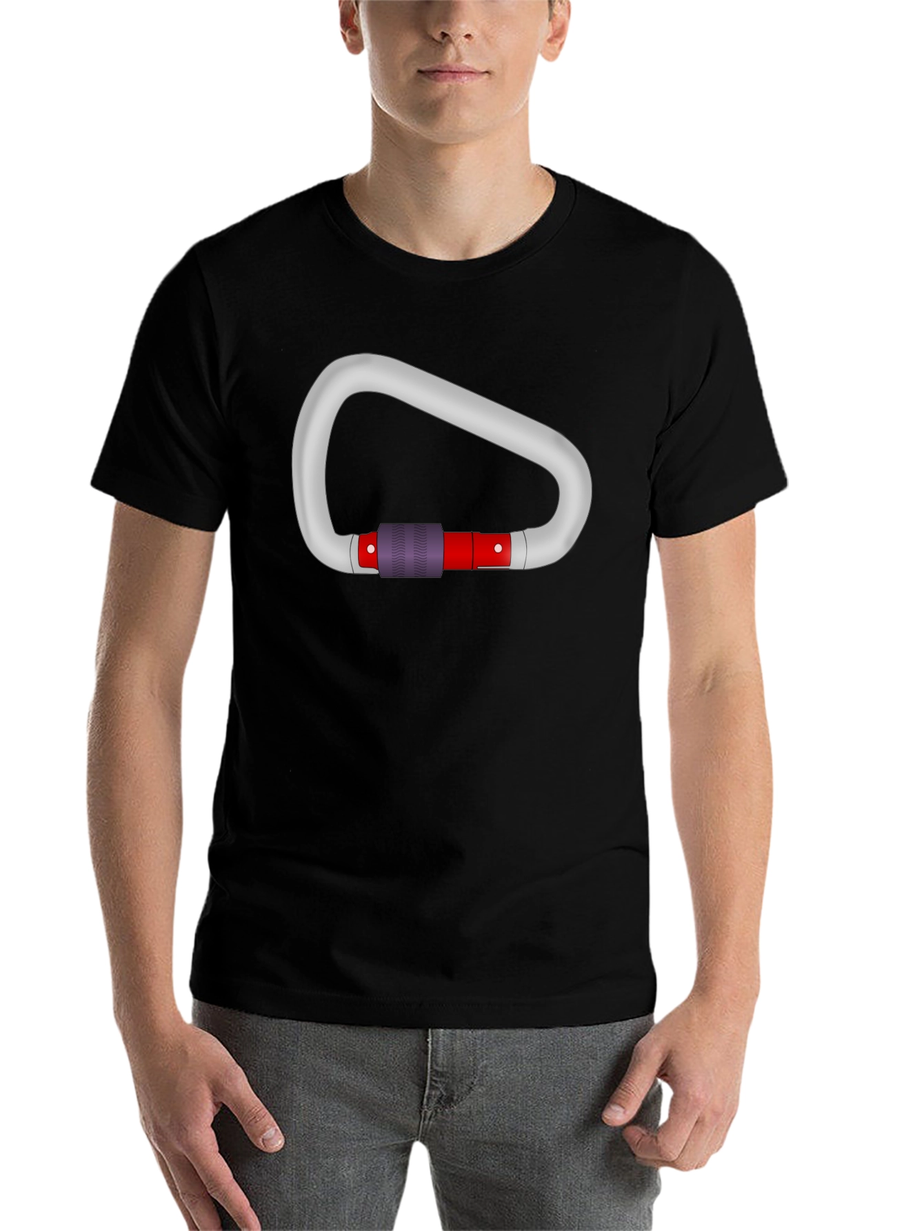 Black Carabiner Graphic Tee - Black Cotton T-Shirt view 7