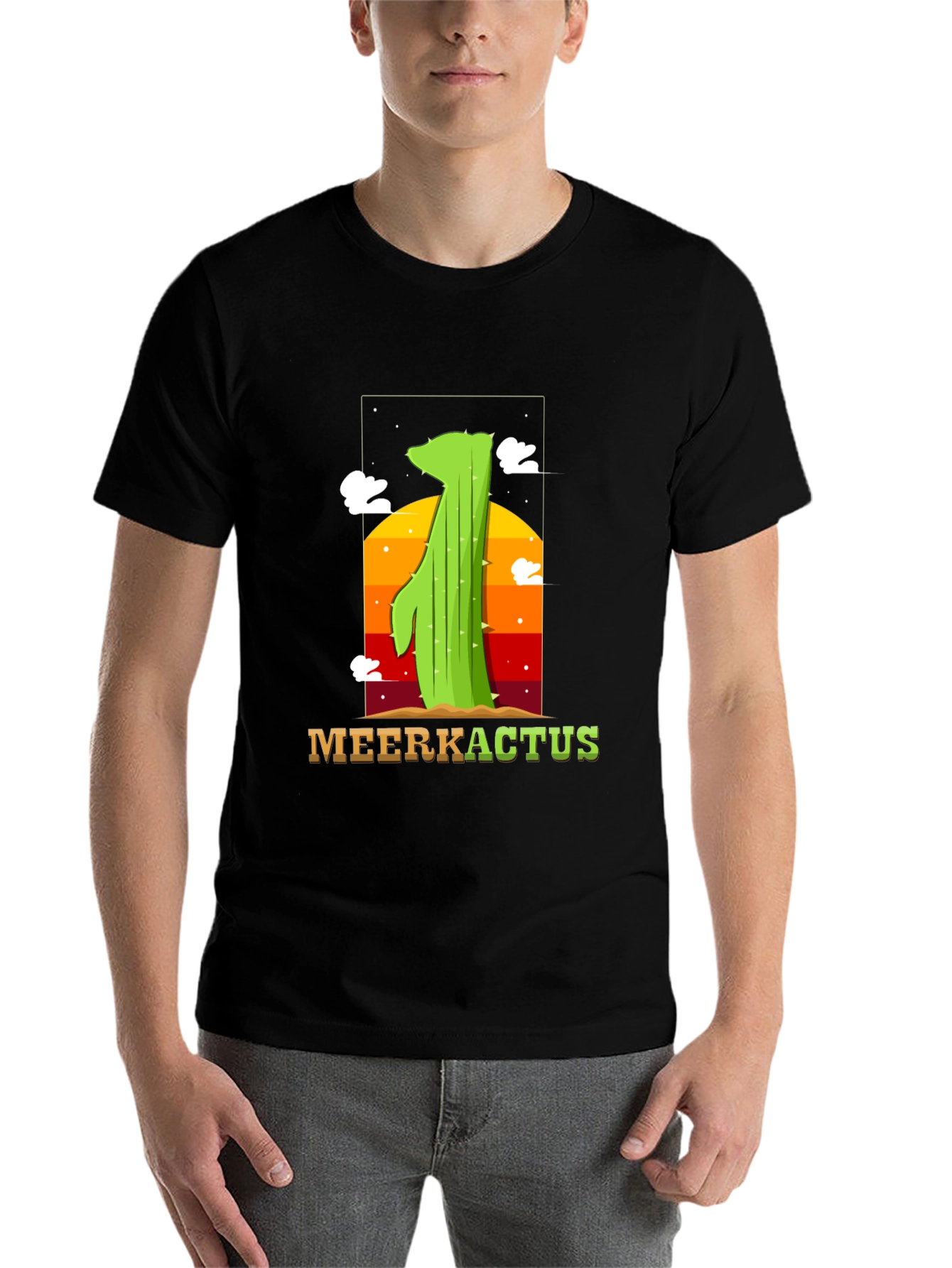 Black MeerKactus Graphic Tee - Desert Sunset Style view 7