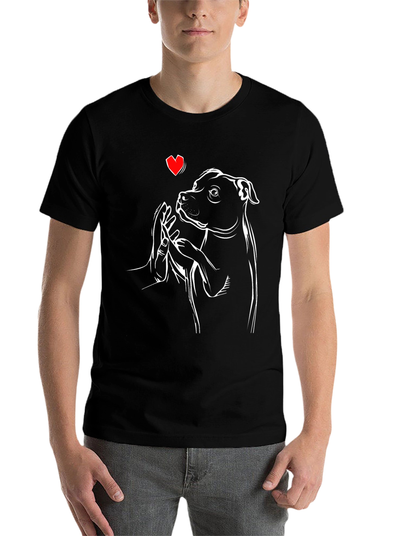 Black Dog Lover T-Shirt - Heart & Paw Design view 7
