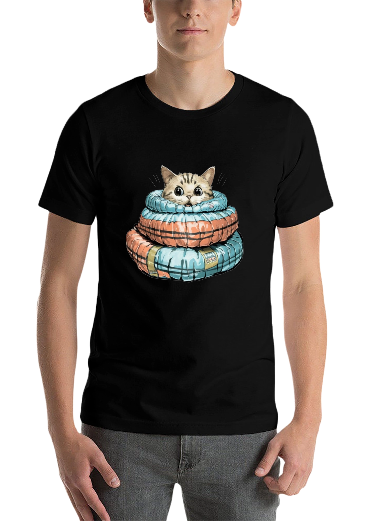 Black Cat in Life Preserver T-Shirt view 7