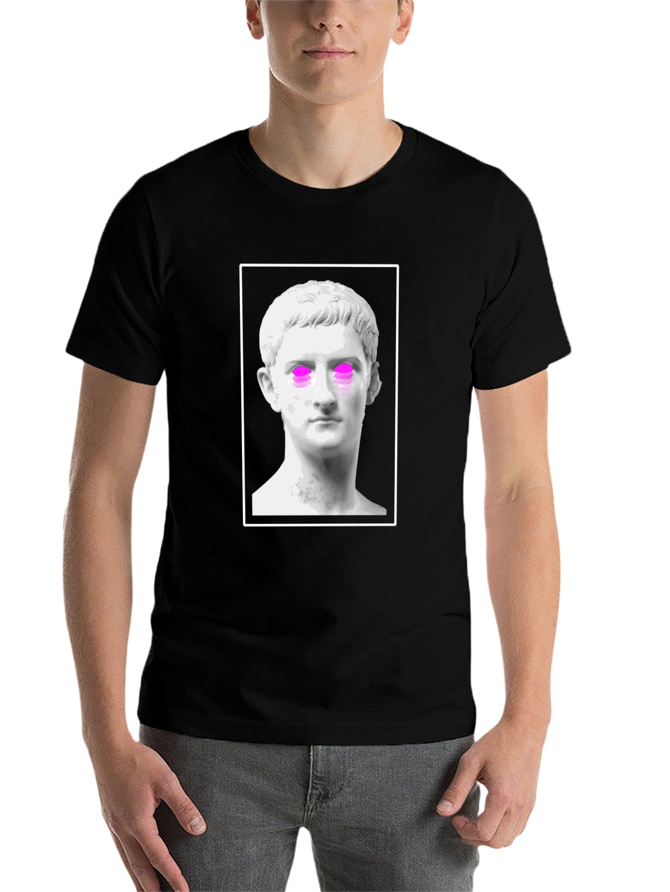 Black Statue Graphic Tee - Trendy Black T-Shirt view 7