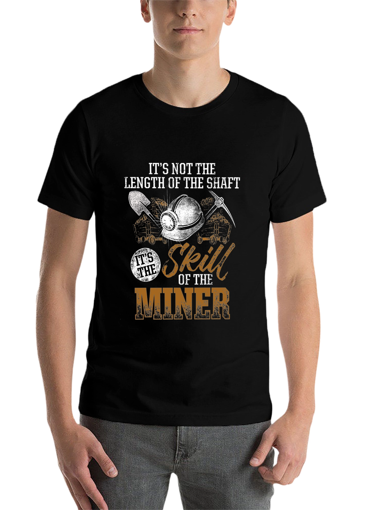 Black Miner Skill Graphic T-Shirt - Length of the Shaft view 7