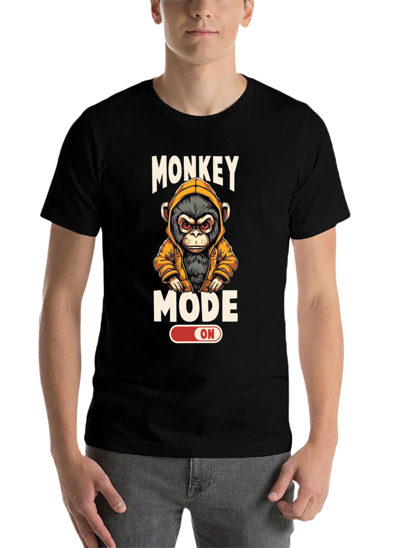 Black Monkey Mode ON T-Shirt - Funny Graphic Tee view 7