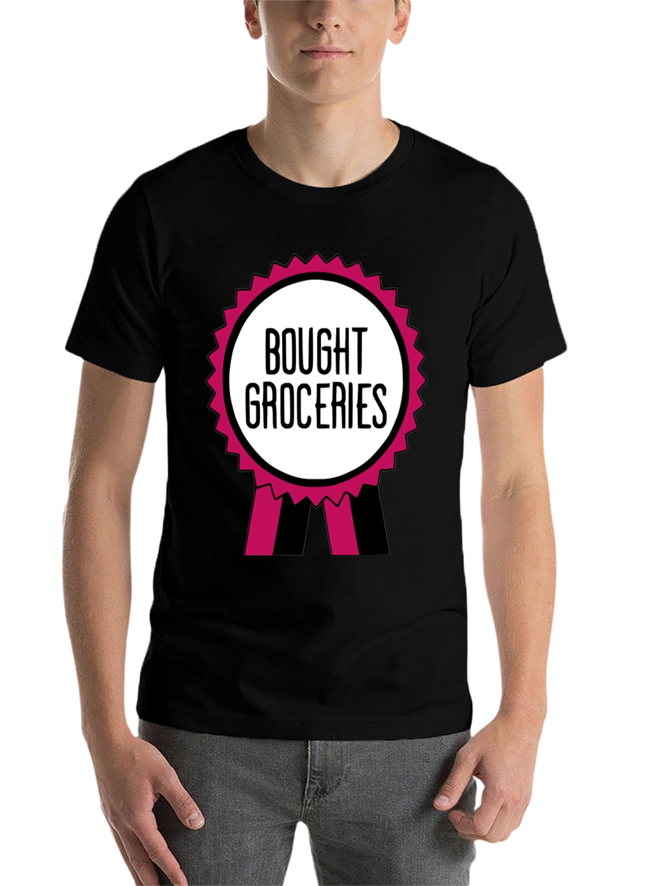 Black Bought Groceries T-Shirt - Funny Award Ribbon Graphic Tee view 7