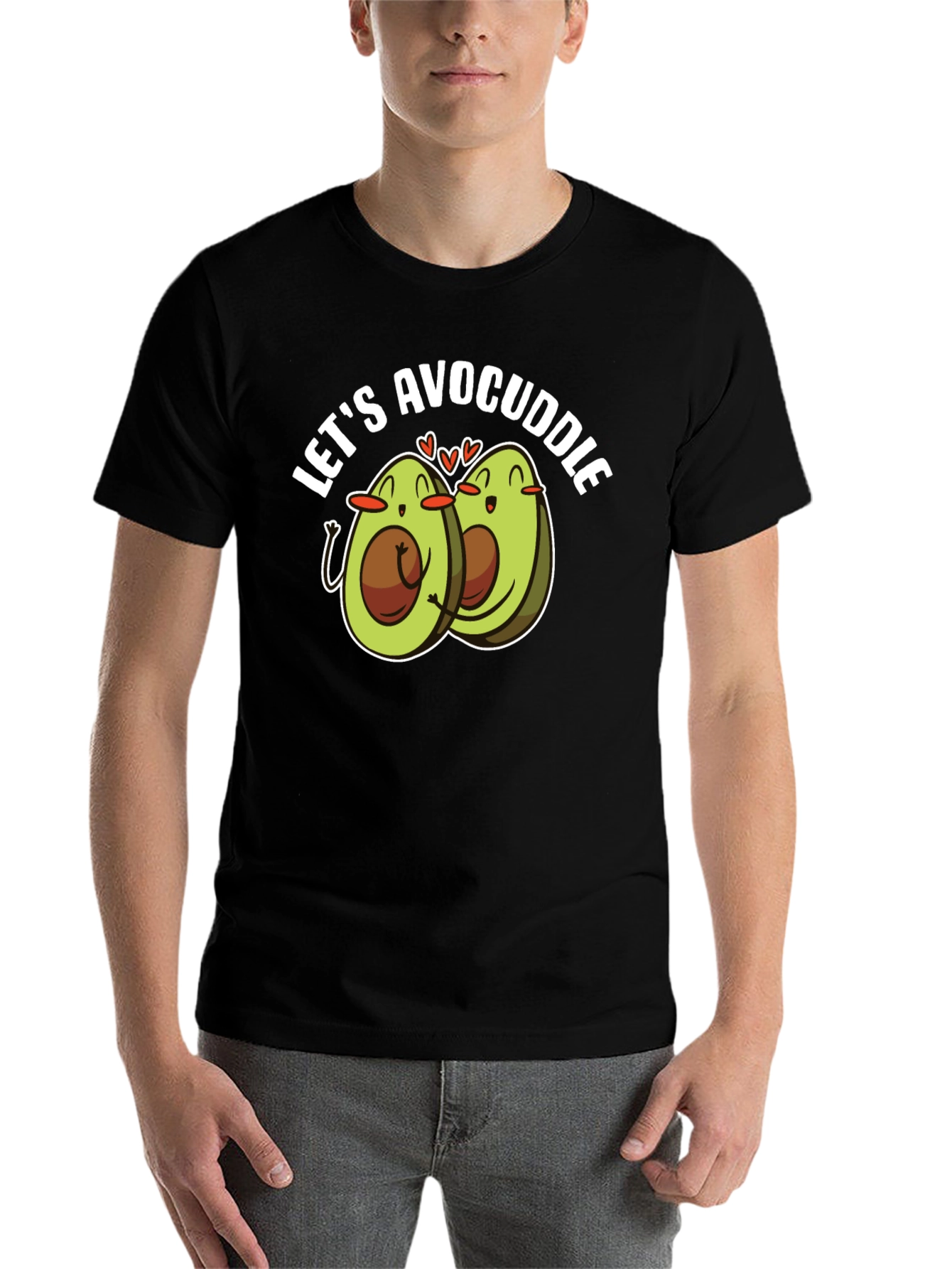 Black Avocado Cuddle T-Shirt - Cute Foodie Tee view 7