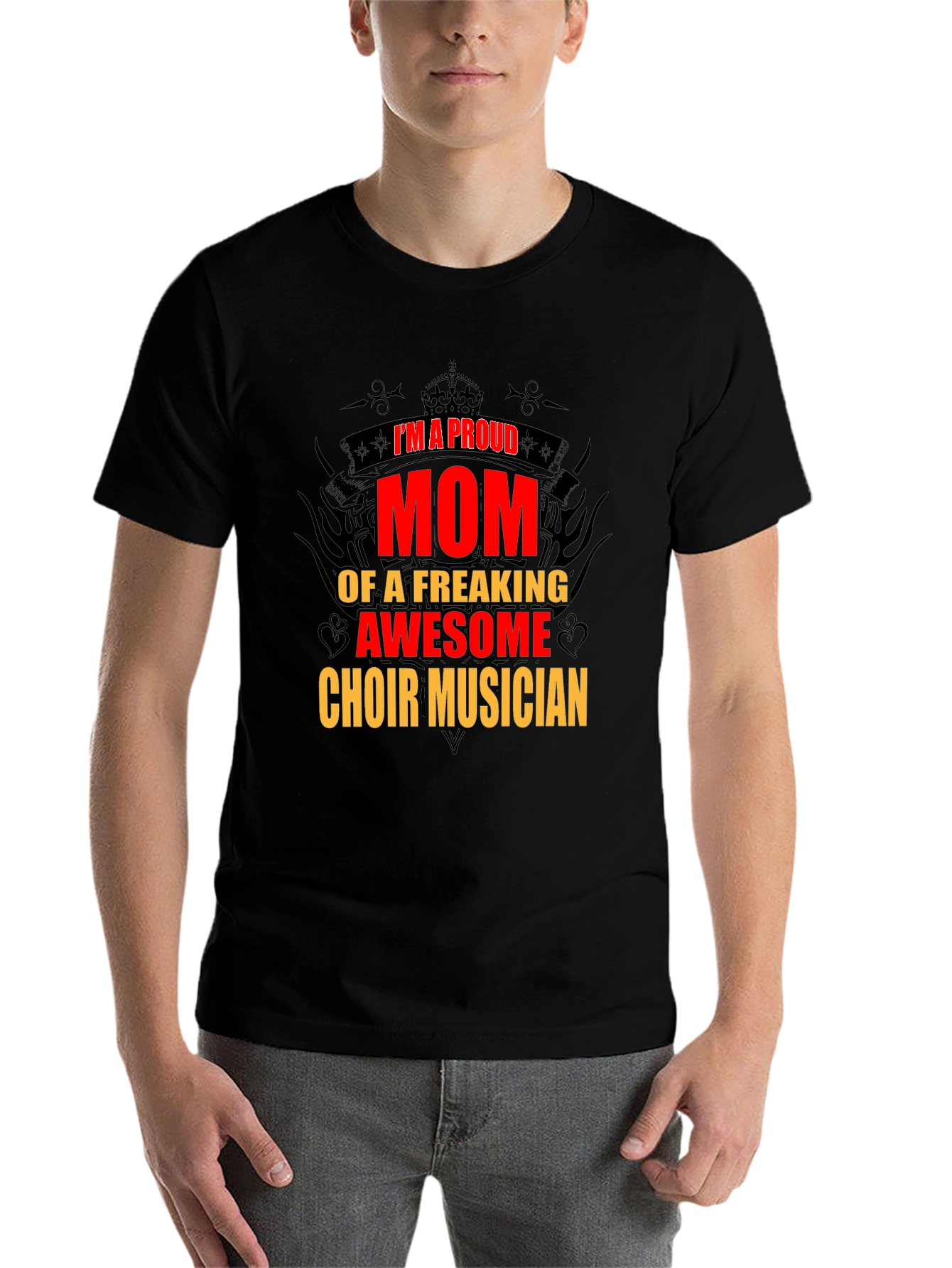 Black Proud Mom Choir Musician T-Shirt view 7