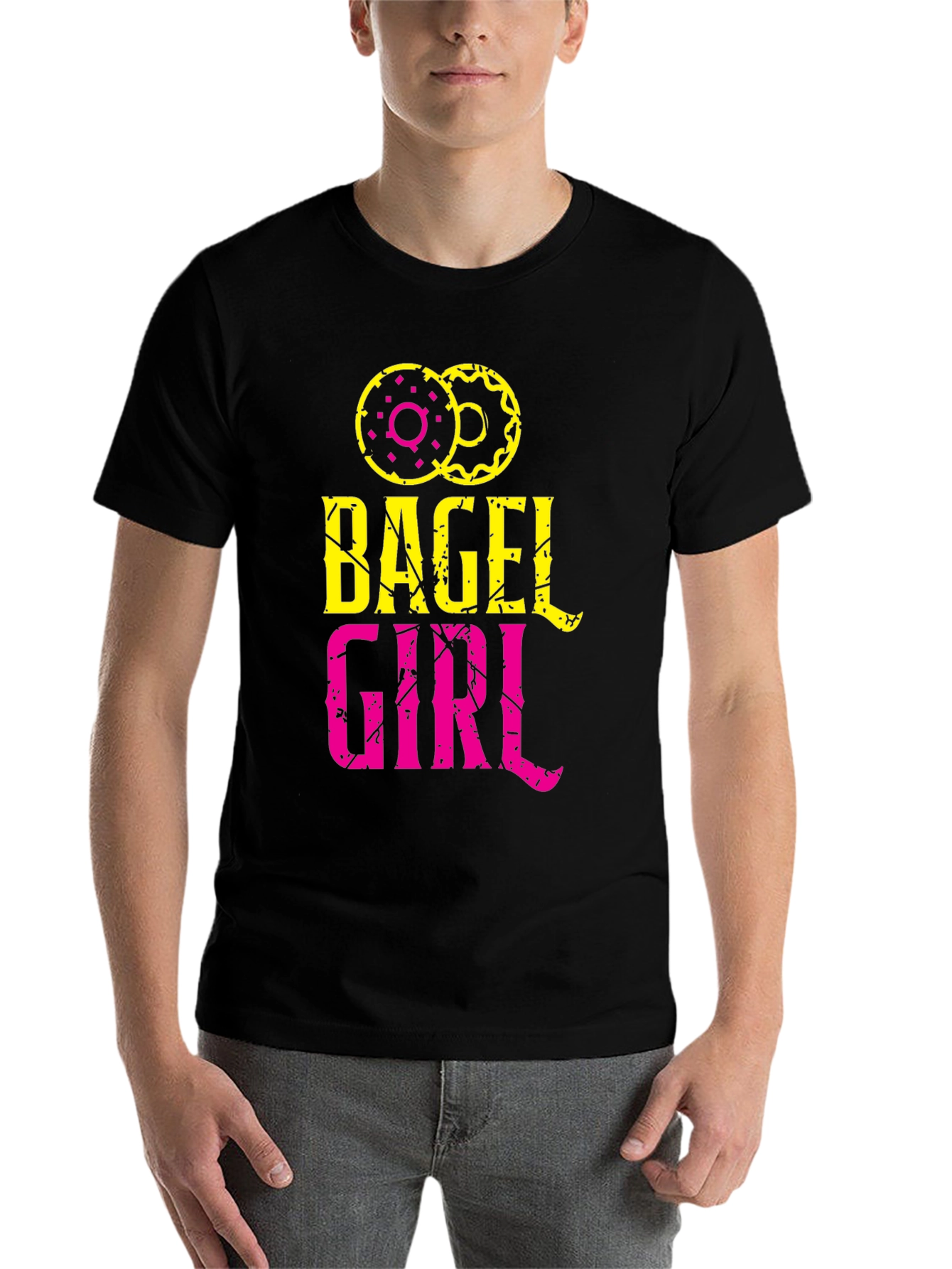 Black Bagel Girl Graphic Tee - Trendy Casual Top view 7