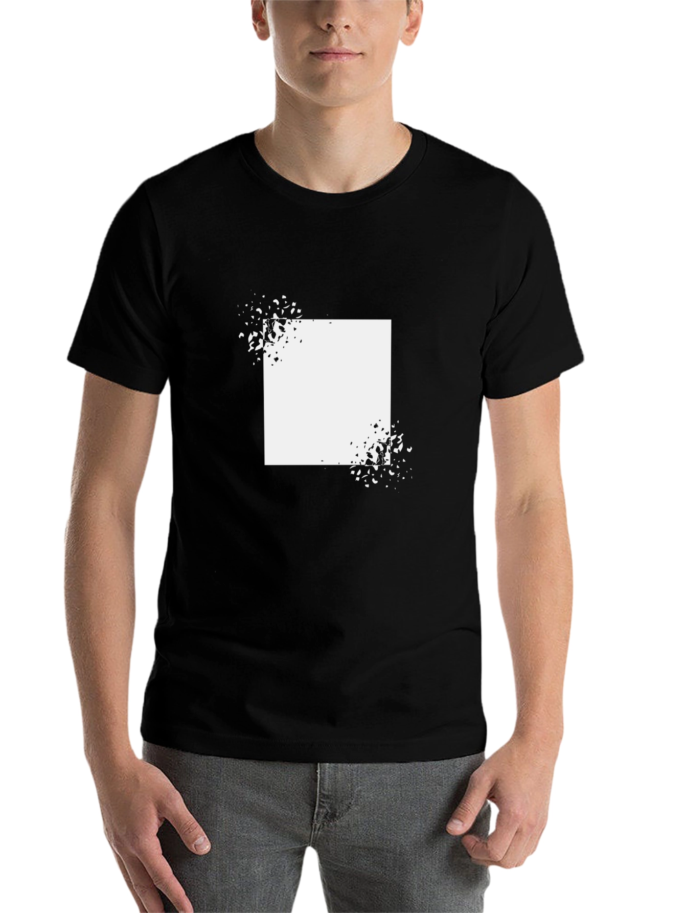Black Abstract Square Graphic T-Shirt - Black view 7