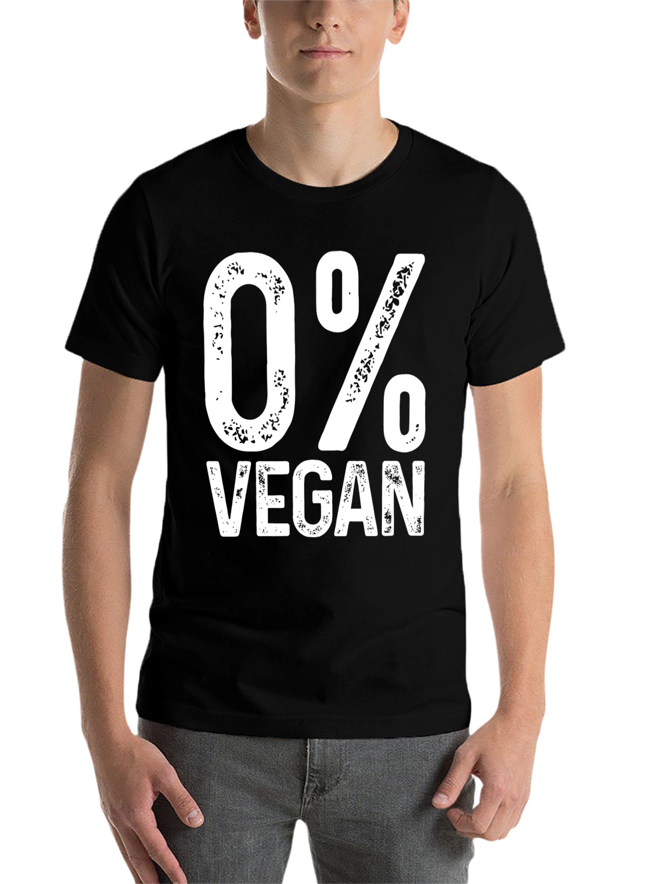 Black 0% Vegan Graphic Tee - Unisex Novelty T-Shirt view 7