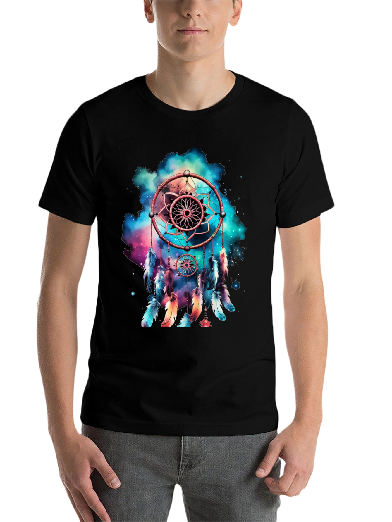 Black Dreamcatcher Graphic Print Men's T-Shirt view 7