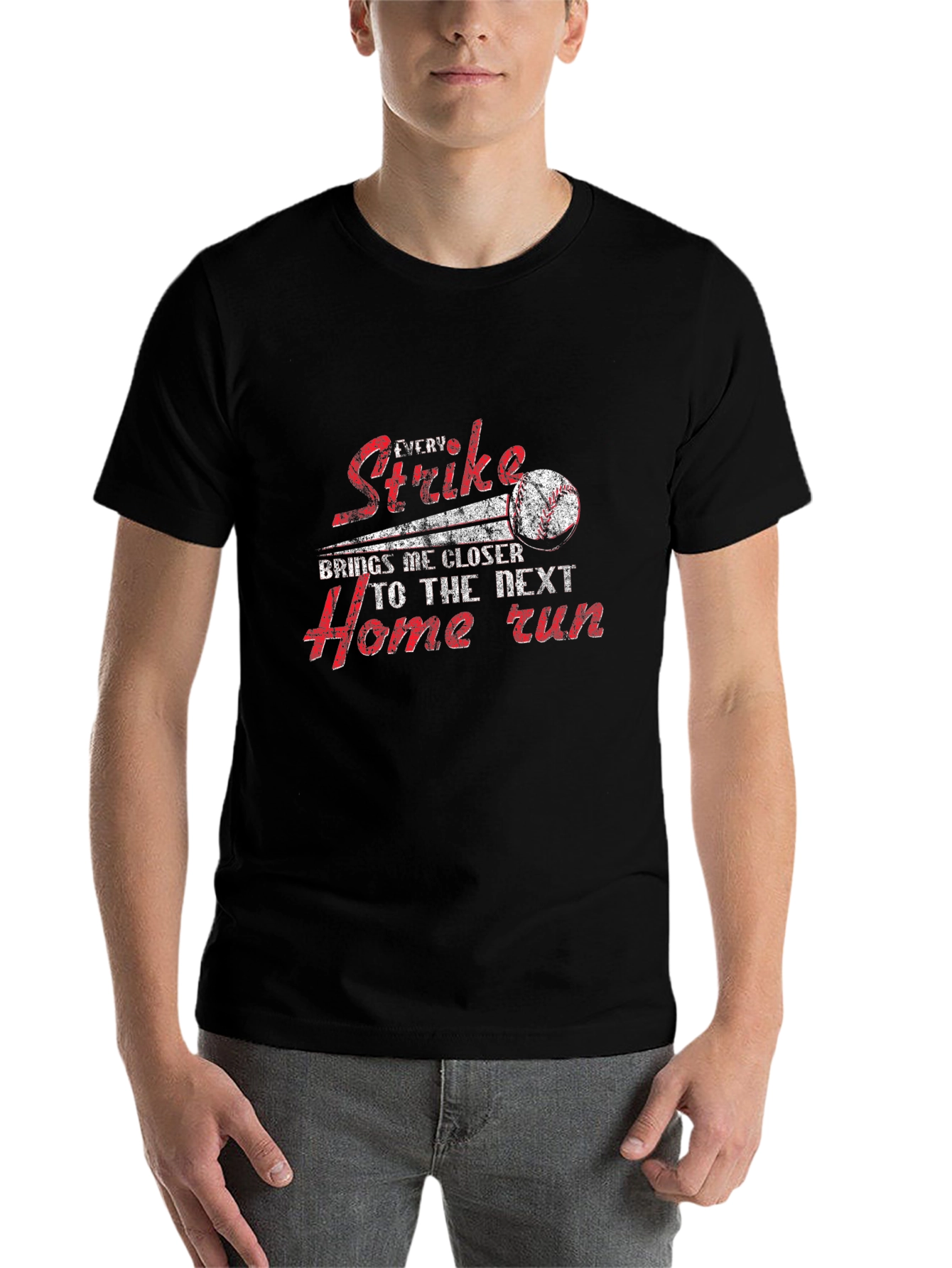 Black Baseball Strike Home Run Graphic T-Shirt view 7