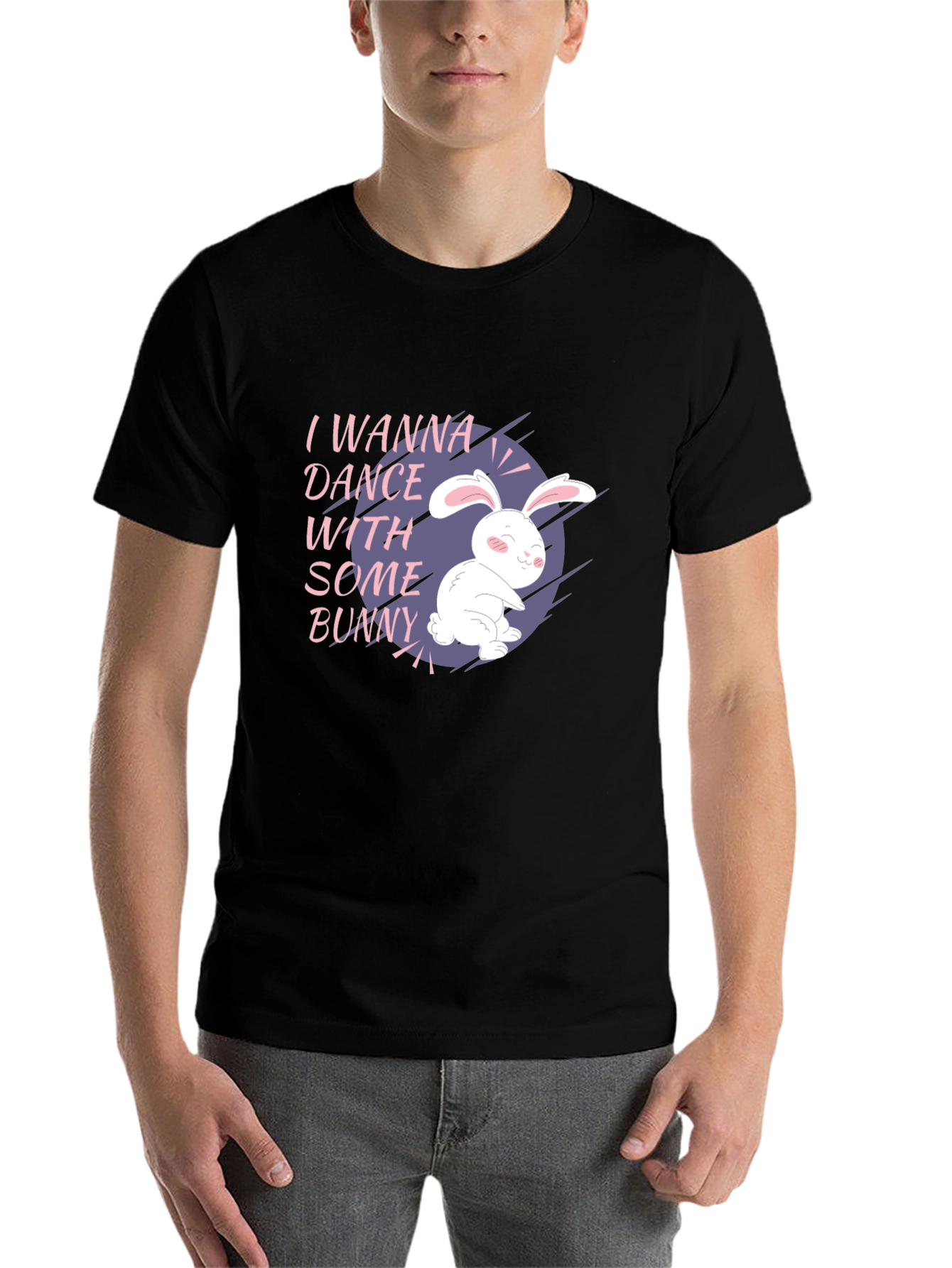 Black I Wanna Dance With Some Bunny Black T-Shirt view 7