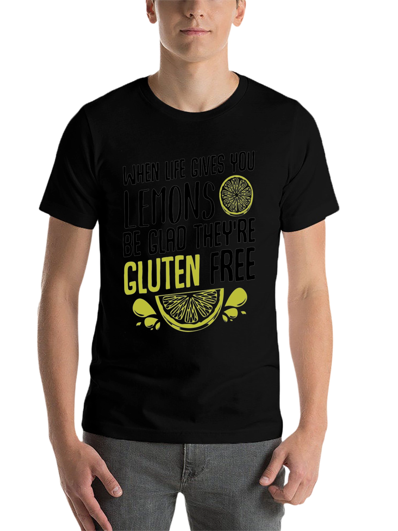 Black Funny Gluten-Free Lemon Graphic Tee view 7