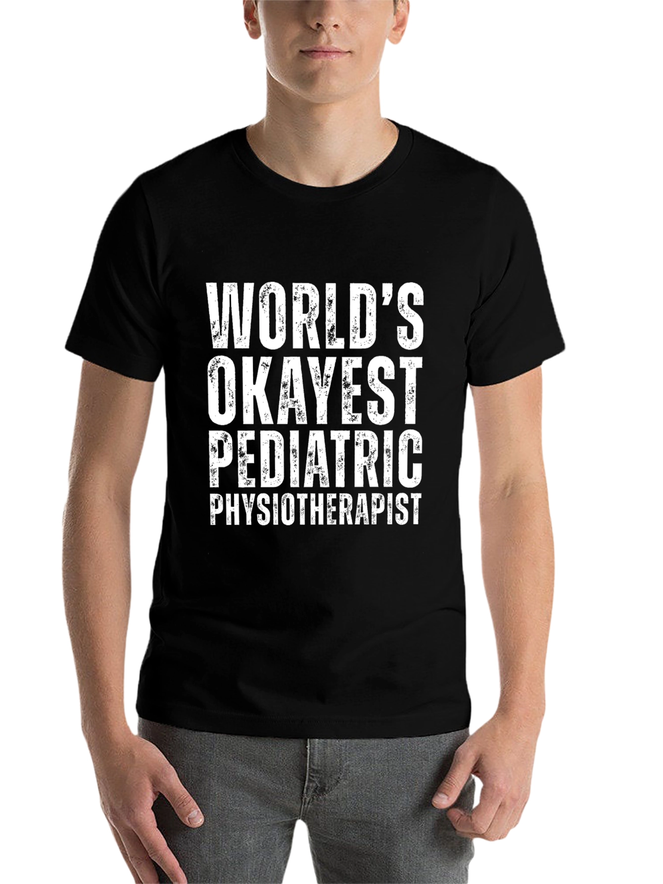 Black World's Okayest Pediatric Physiotherapist T-Shirt view 7