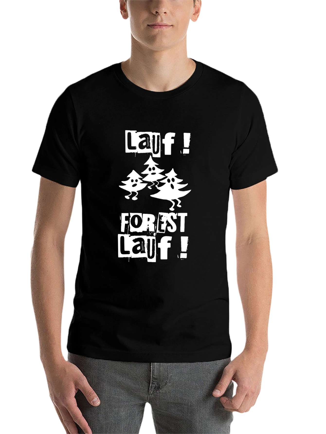 Black Forest Lauf T-Shirt - Running Tree Graphic Tee view 7