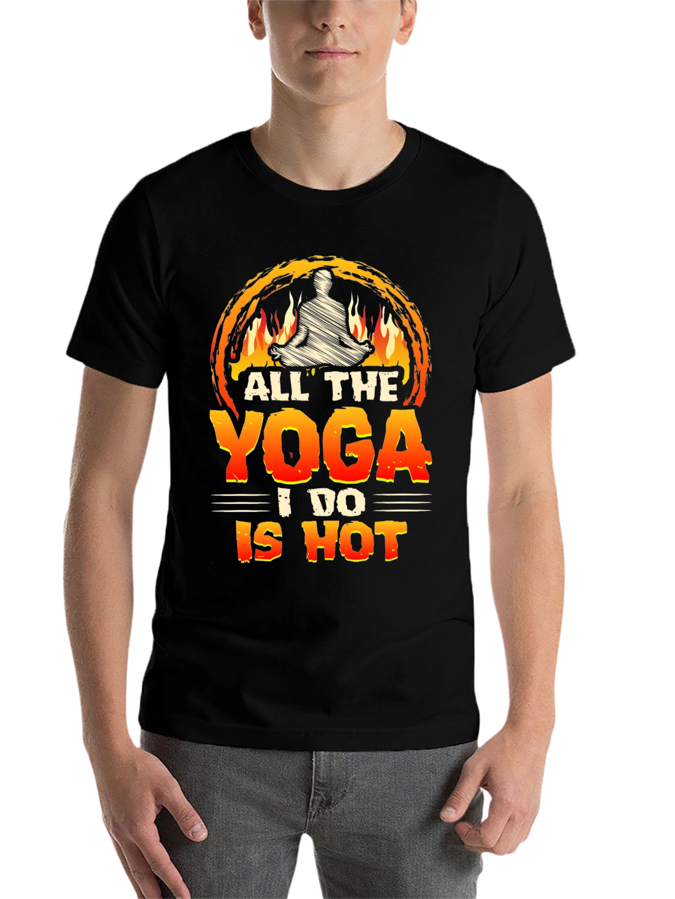 Black Hot Yoga Graphic Tee - Comfortable Unisex Fit view 7