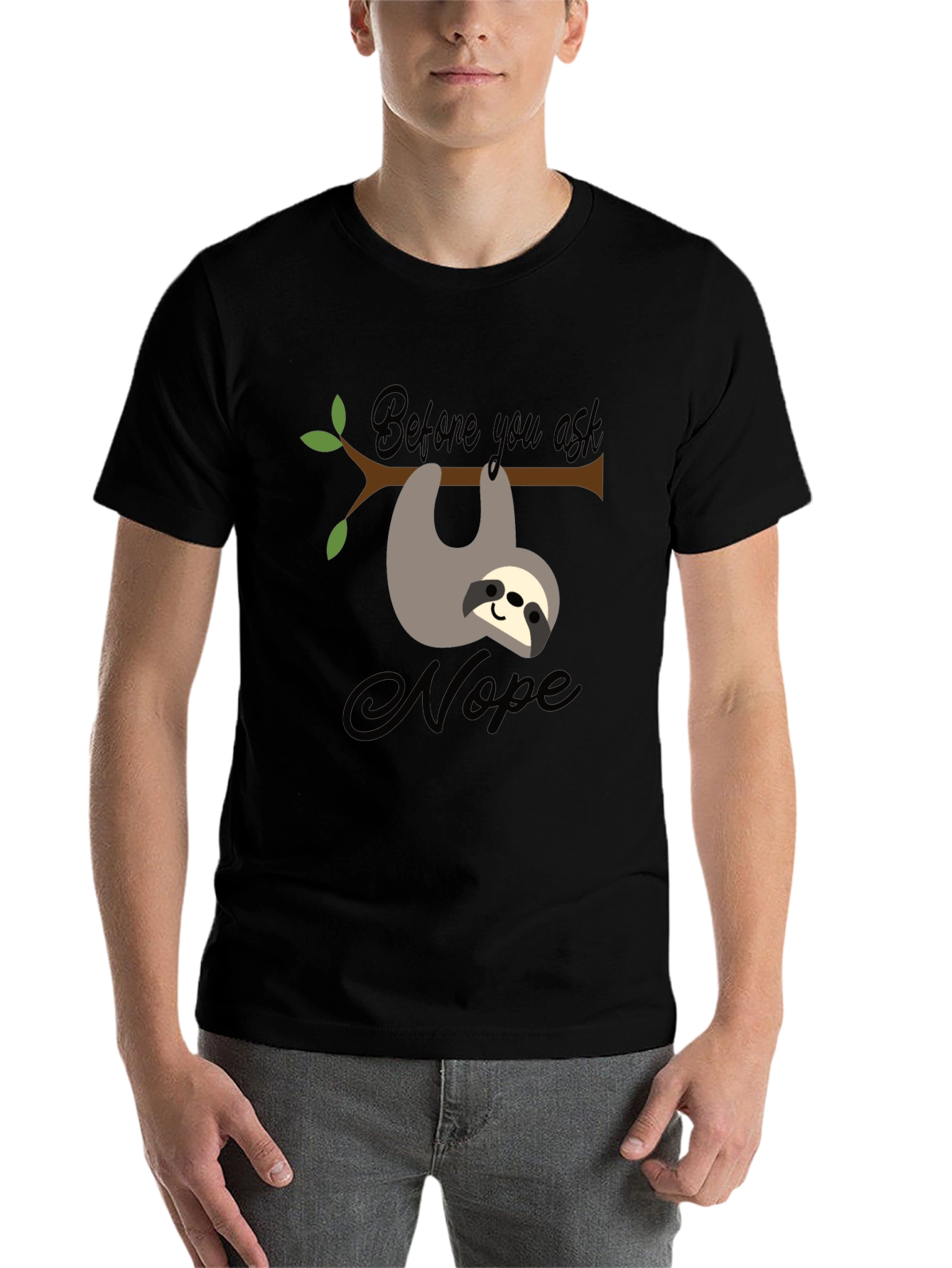 Black Sloth Nope T-Shirt Funny Graphic Tee view 7