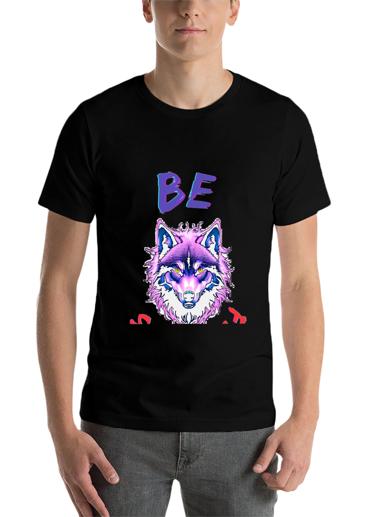 Black Wolf Graphic Print T-Shirt - Bold, Unique Design view 7