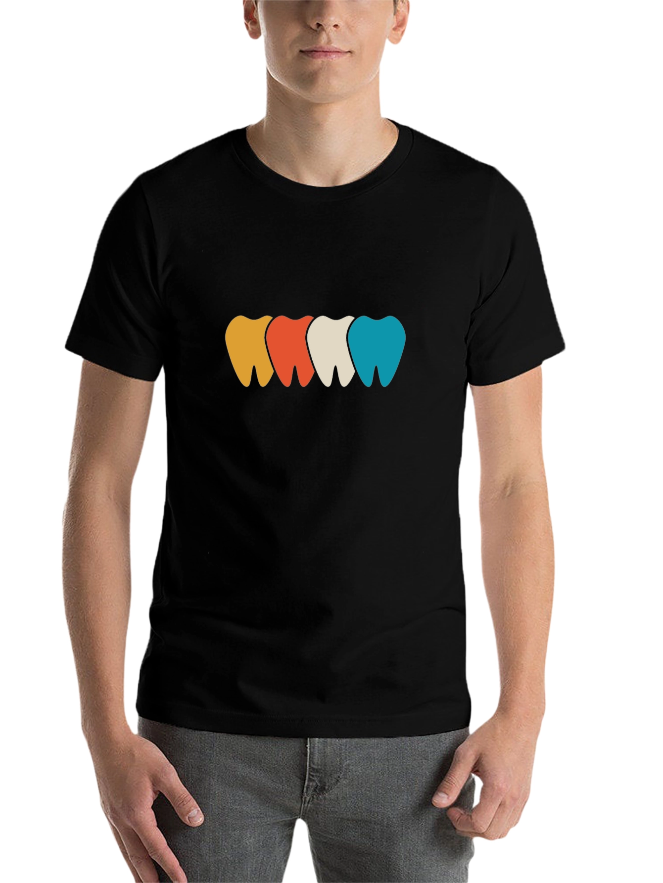 Black Colorful Teeth Graphic Tee - Dentist Fashion view 7