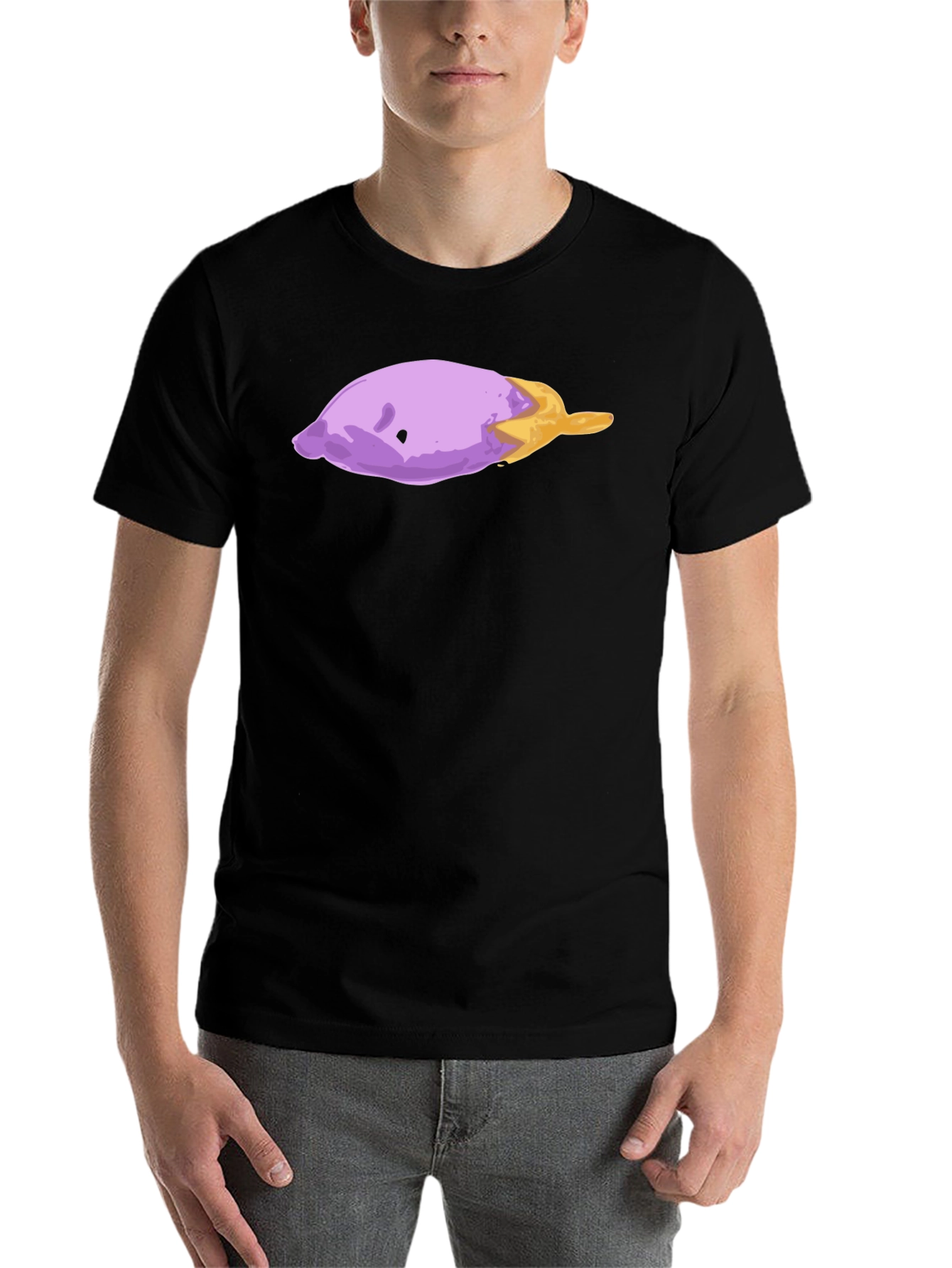 Eggplant Art Graphic T-Shirt - Casual Black Tee - 7