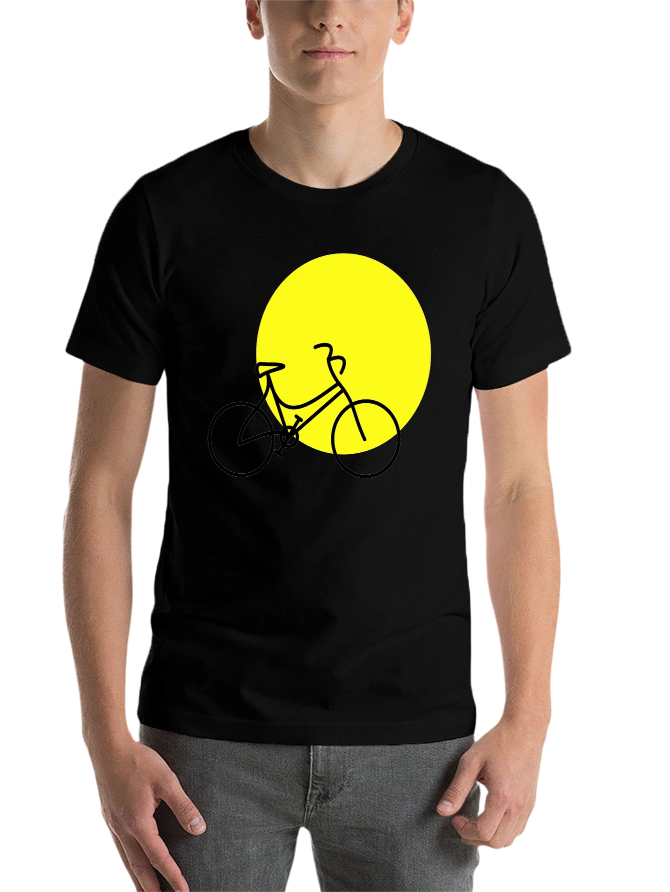 Black Bike Silhouette Graphic Tee - Black Cotton Blend view 7