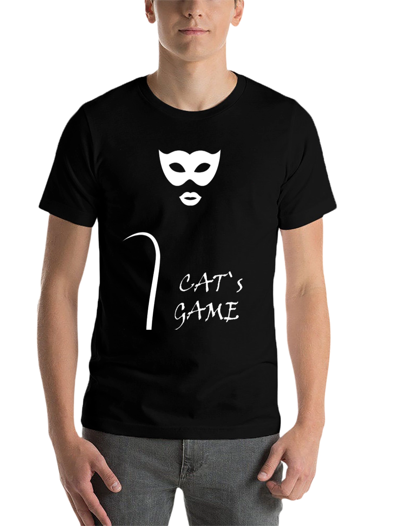 Black Cat's Game Graphic Tee - Black Unisex T-Shirt view 7