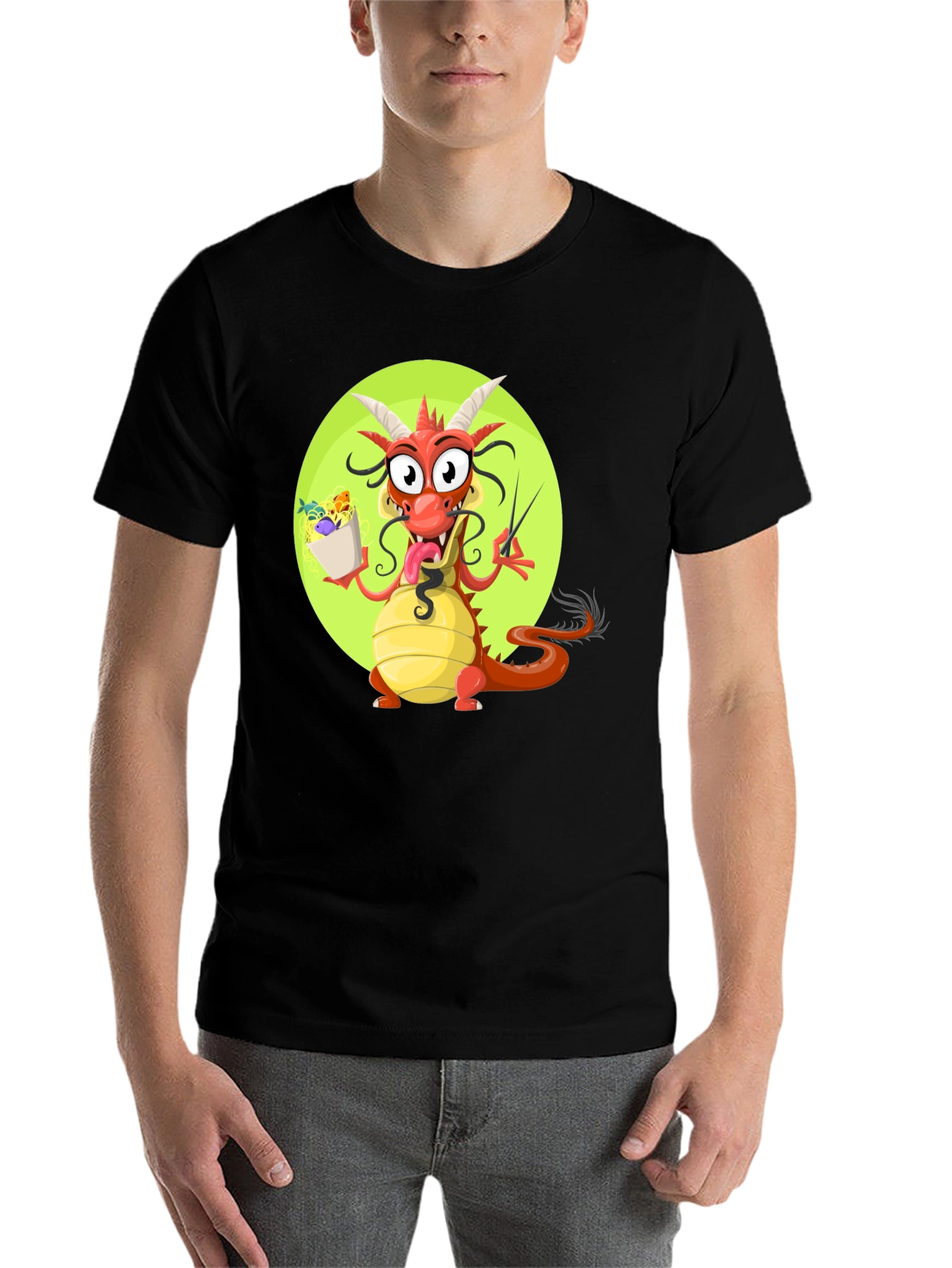 Black Funny Dragon Ramen T-Shirt view 7