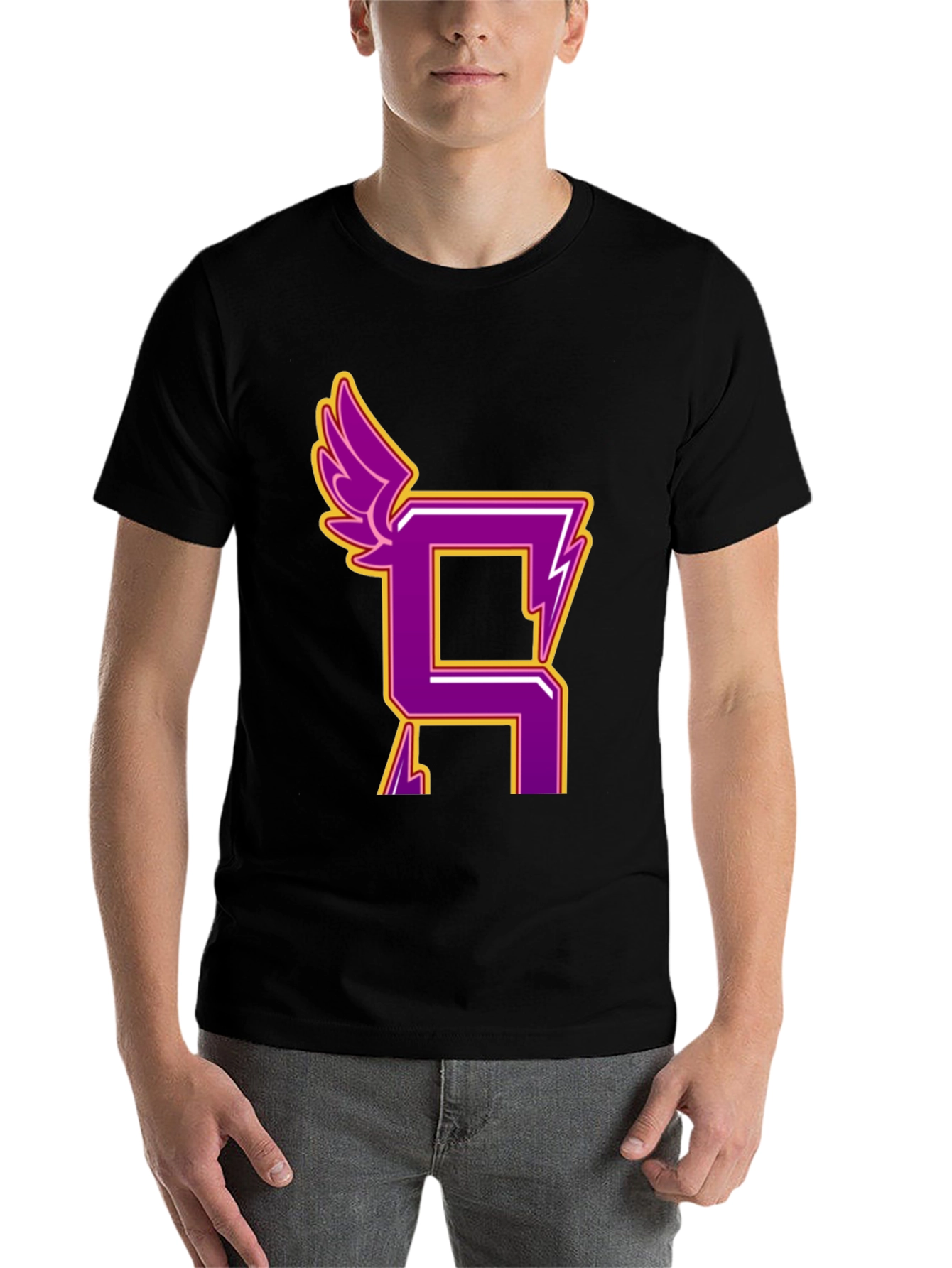 Black Winged Letter Graphic Tee - Unisex view 7