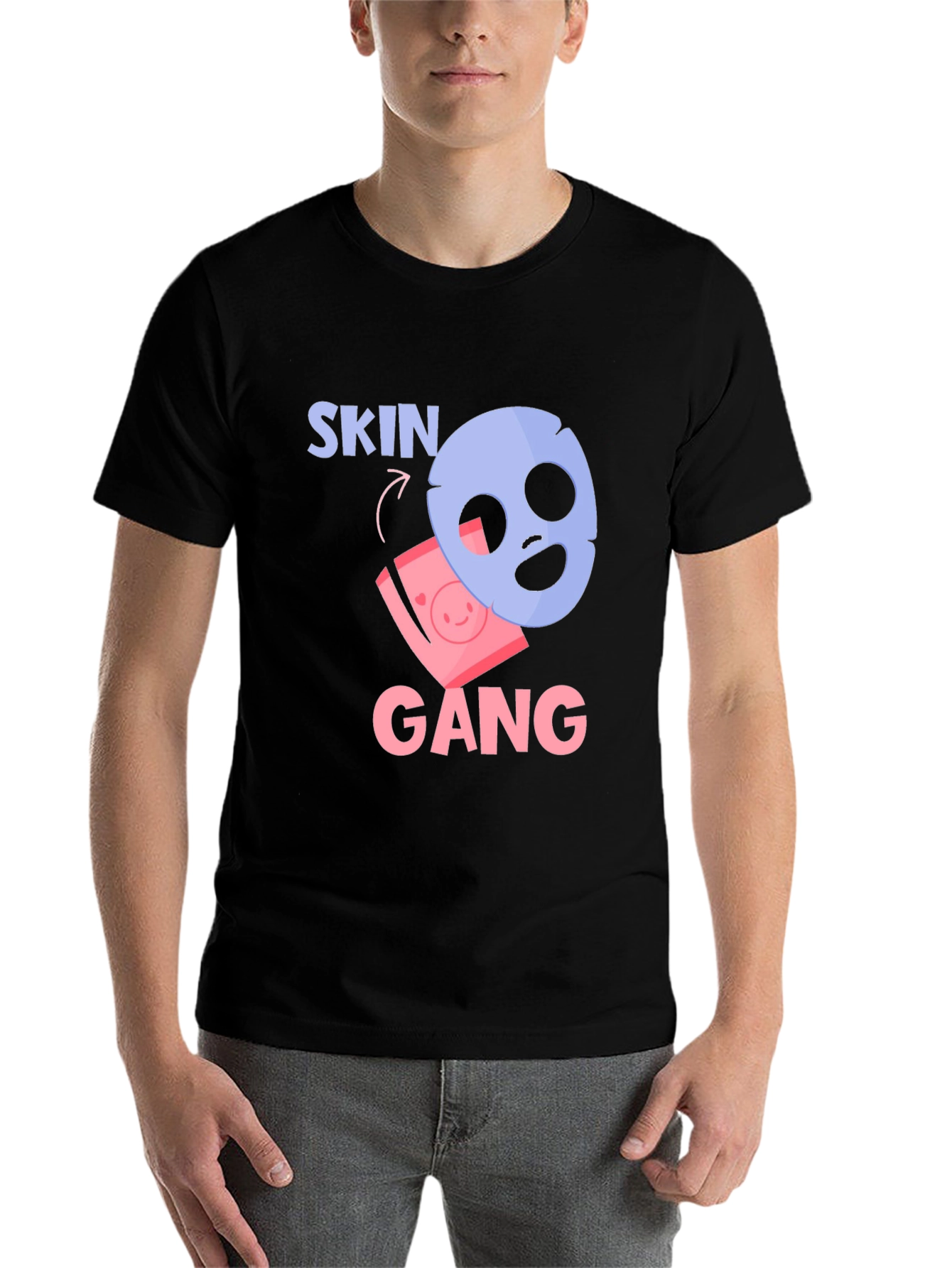 Black Skin Gang T-Shirt - Funny Beauty Mask Tee view 7