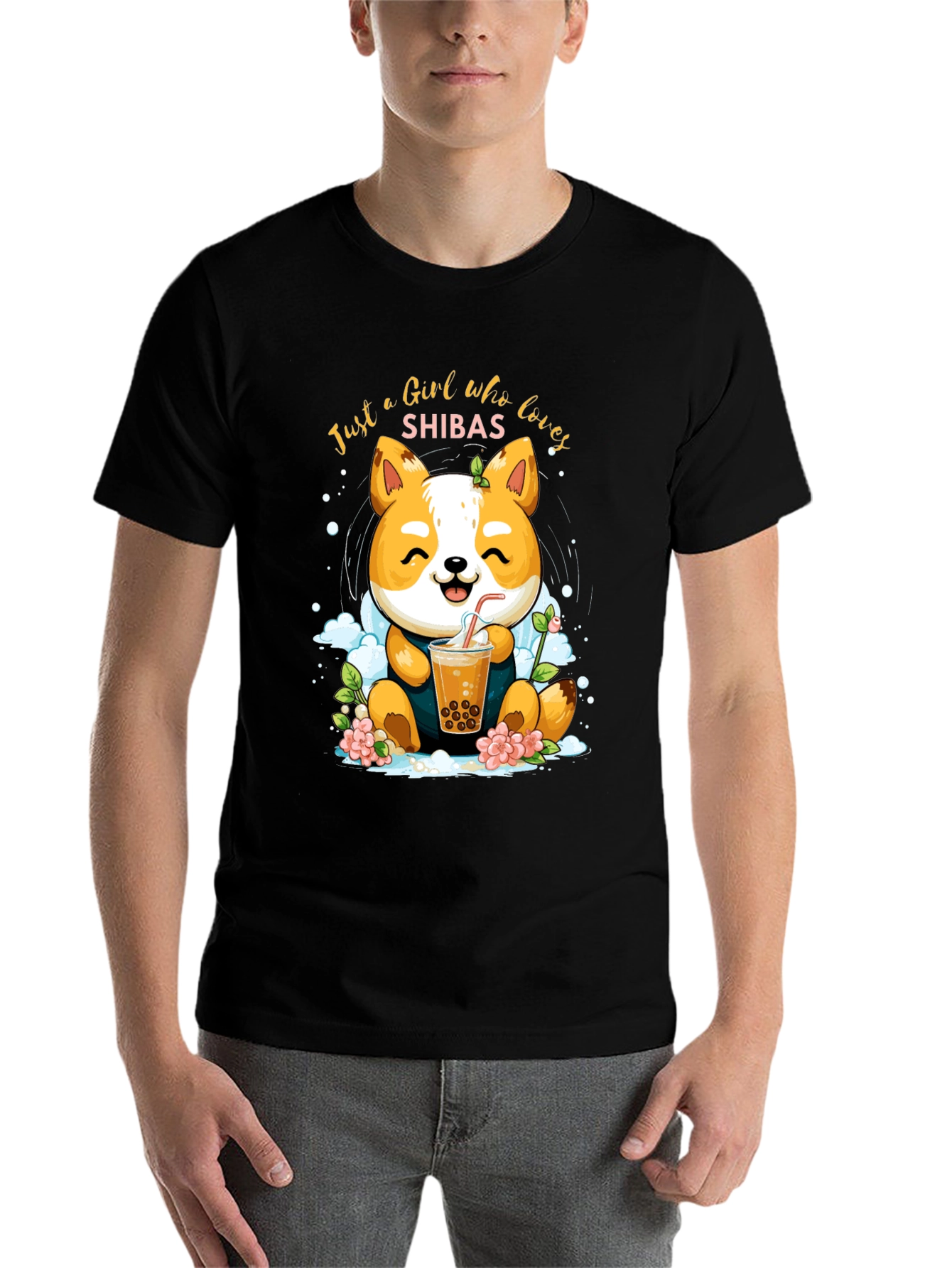 Black Girl Who Loves Shibas T-Shirt view 7