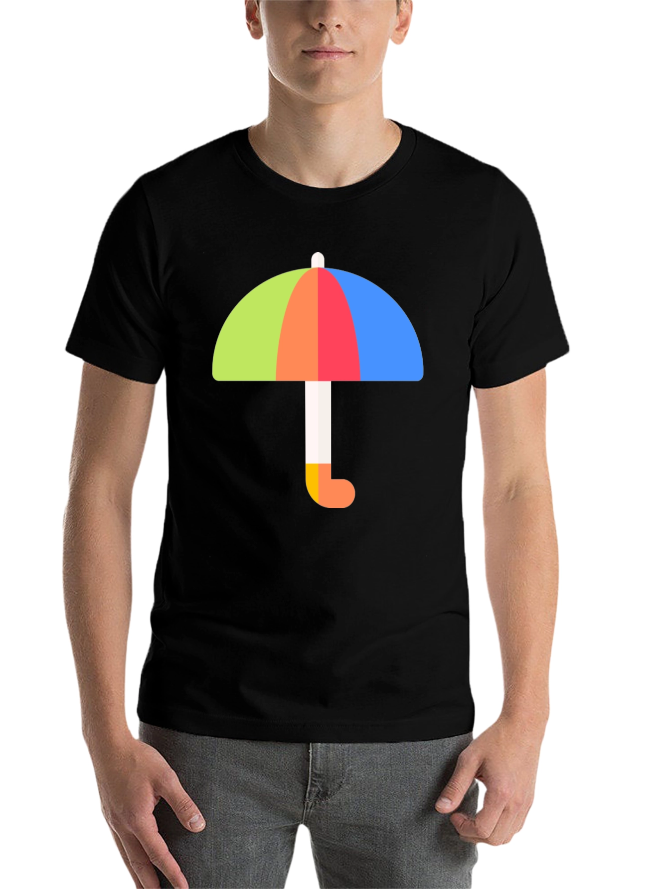 Colorful Umbrella Graphic Tee - Stylish Weather Protection - 7