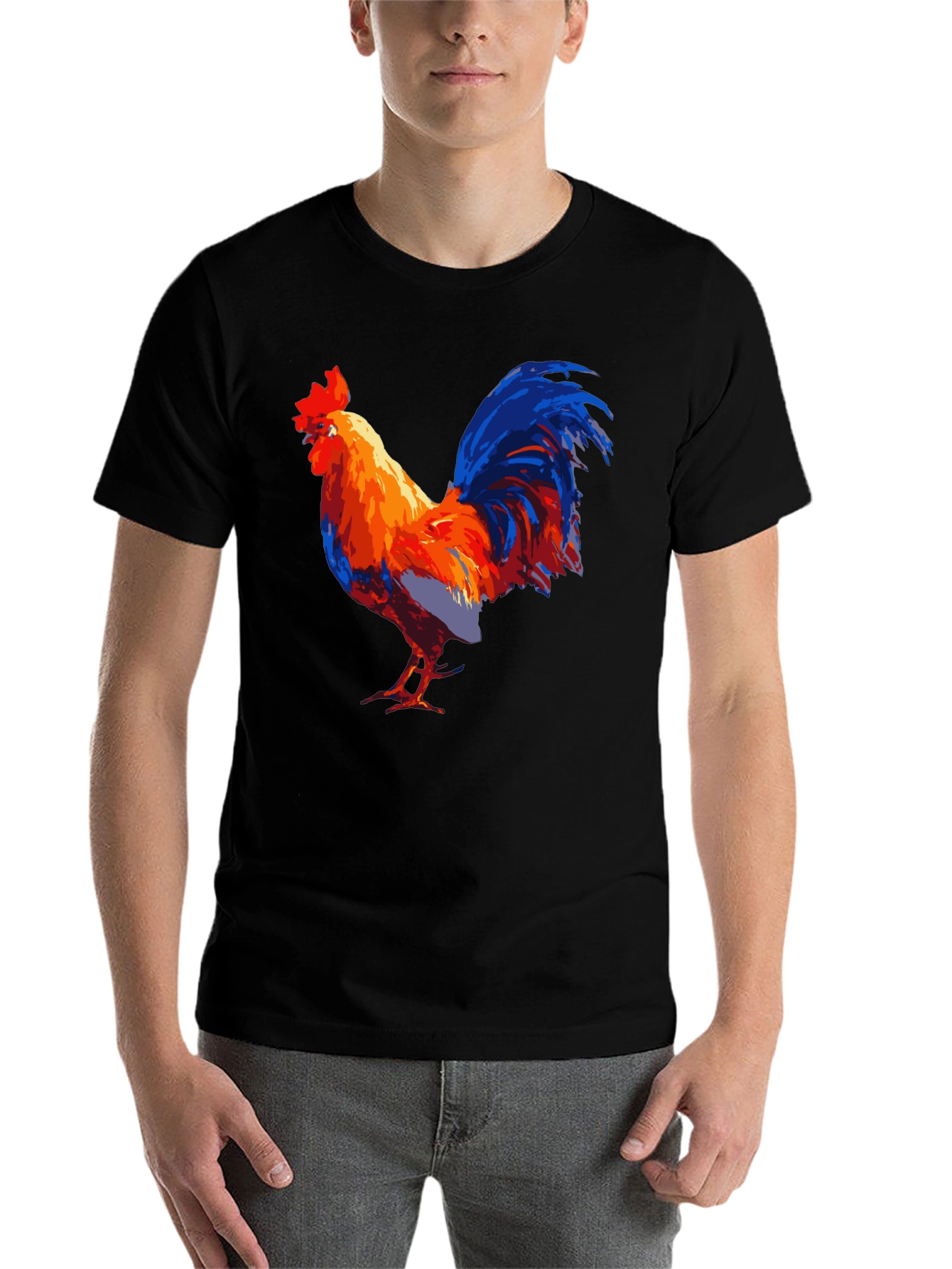 Black Bold Rooster Graphic Tee - Men's Black T-Shirt view 7