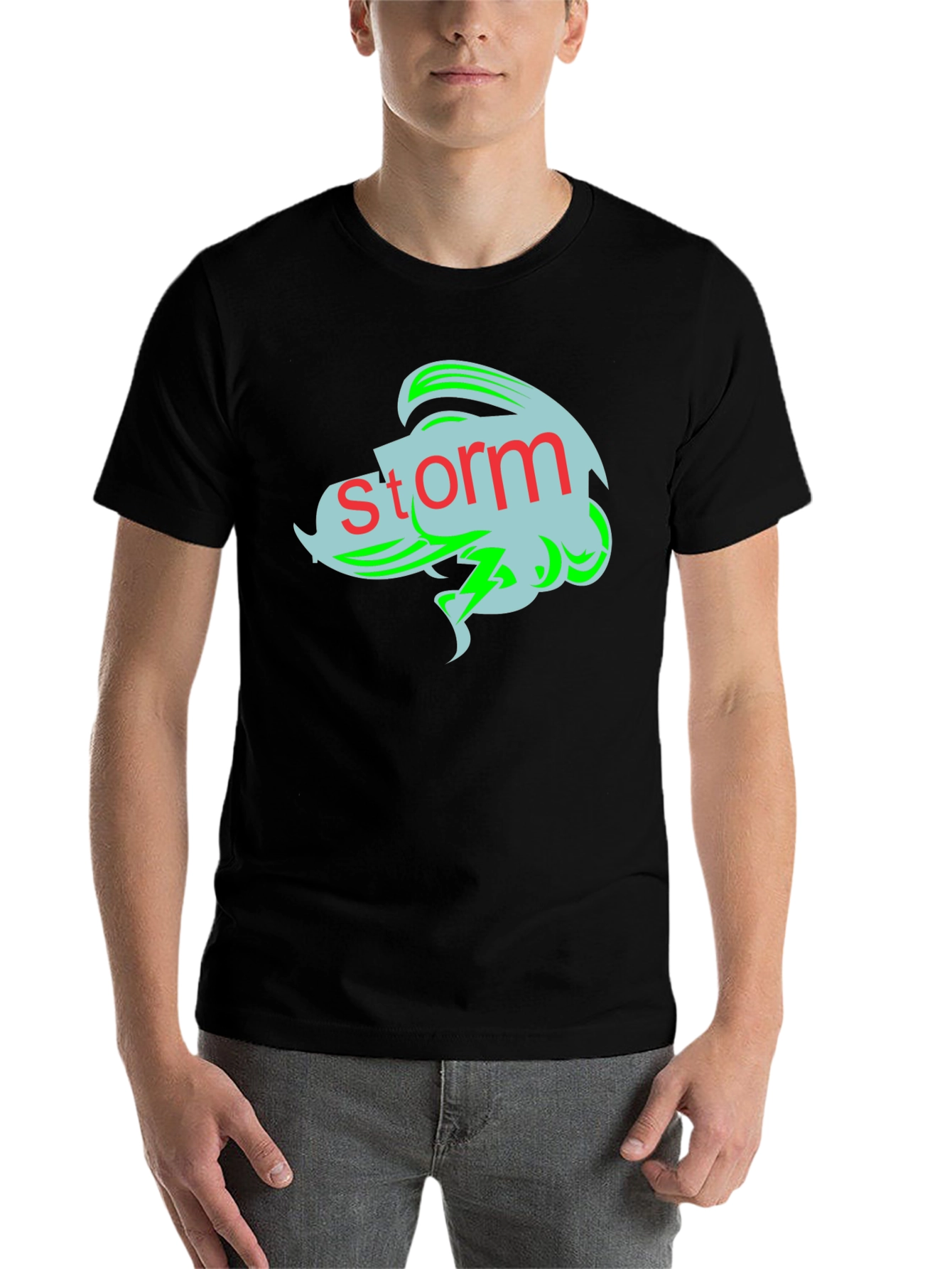 Black Storm Graphic Tee - Black Cotton T-Shirt view 7
