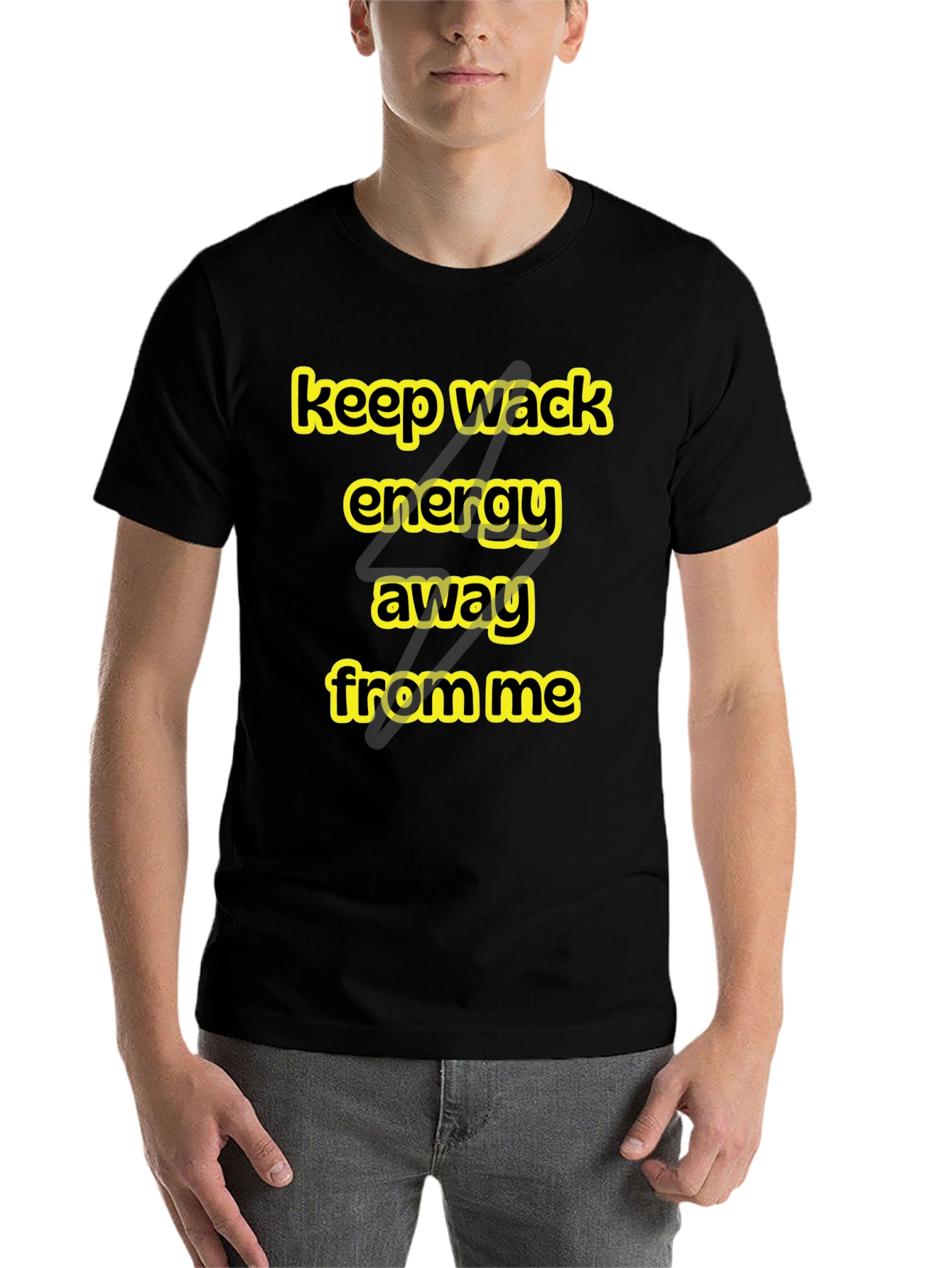 Black Keep Wack Energy Away Black Graphic Tee view 7