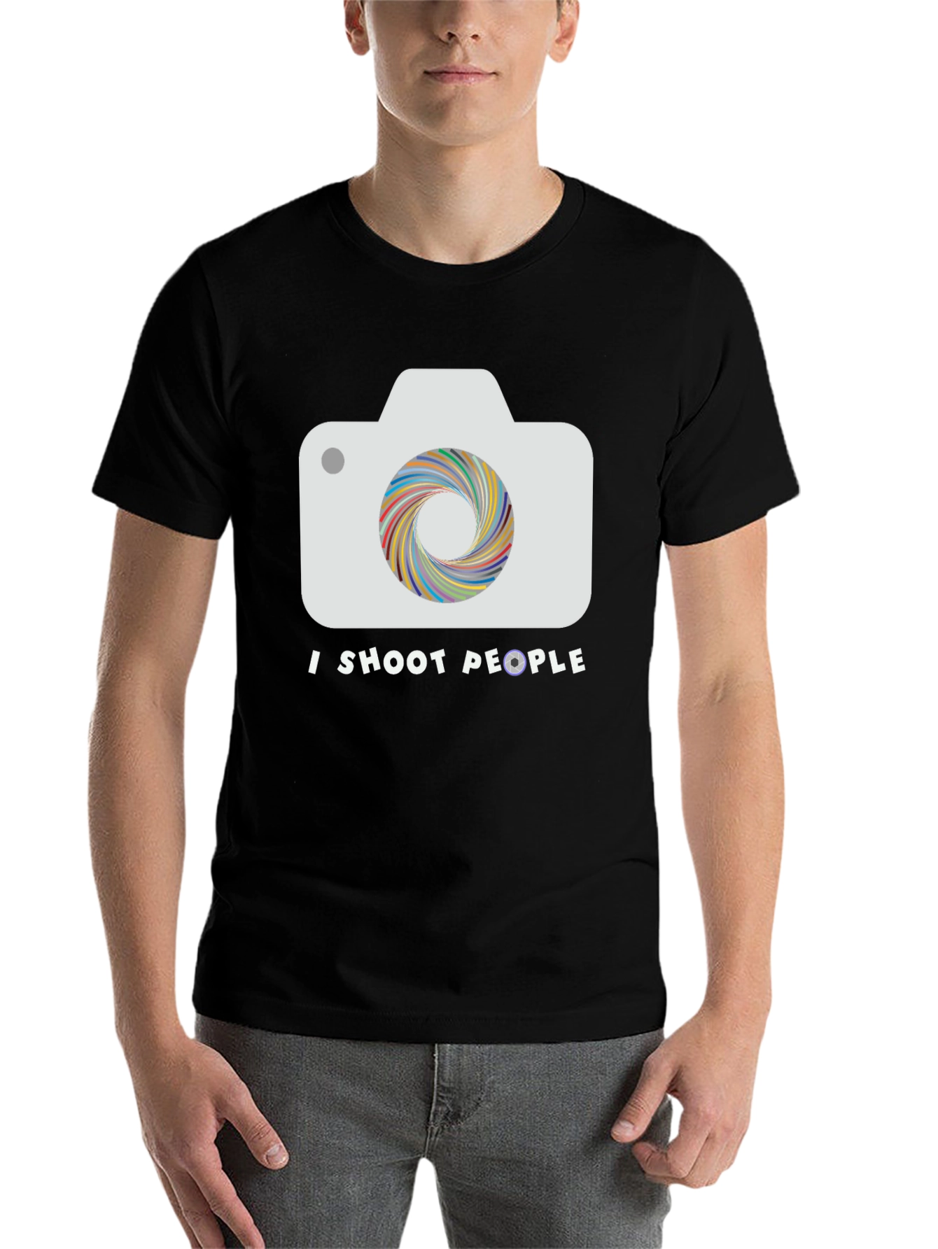 Black I Shoot People Camera T-Shirt - Photographer Tee view 7