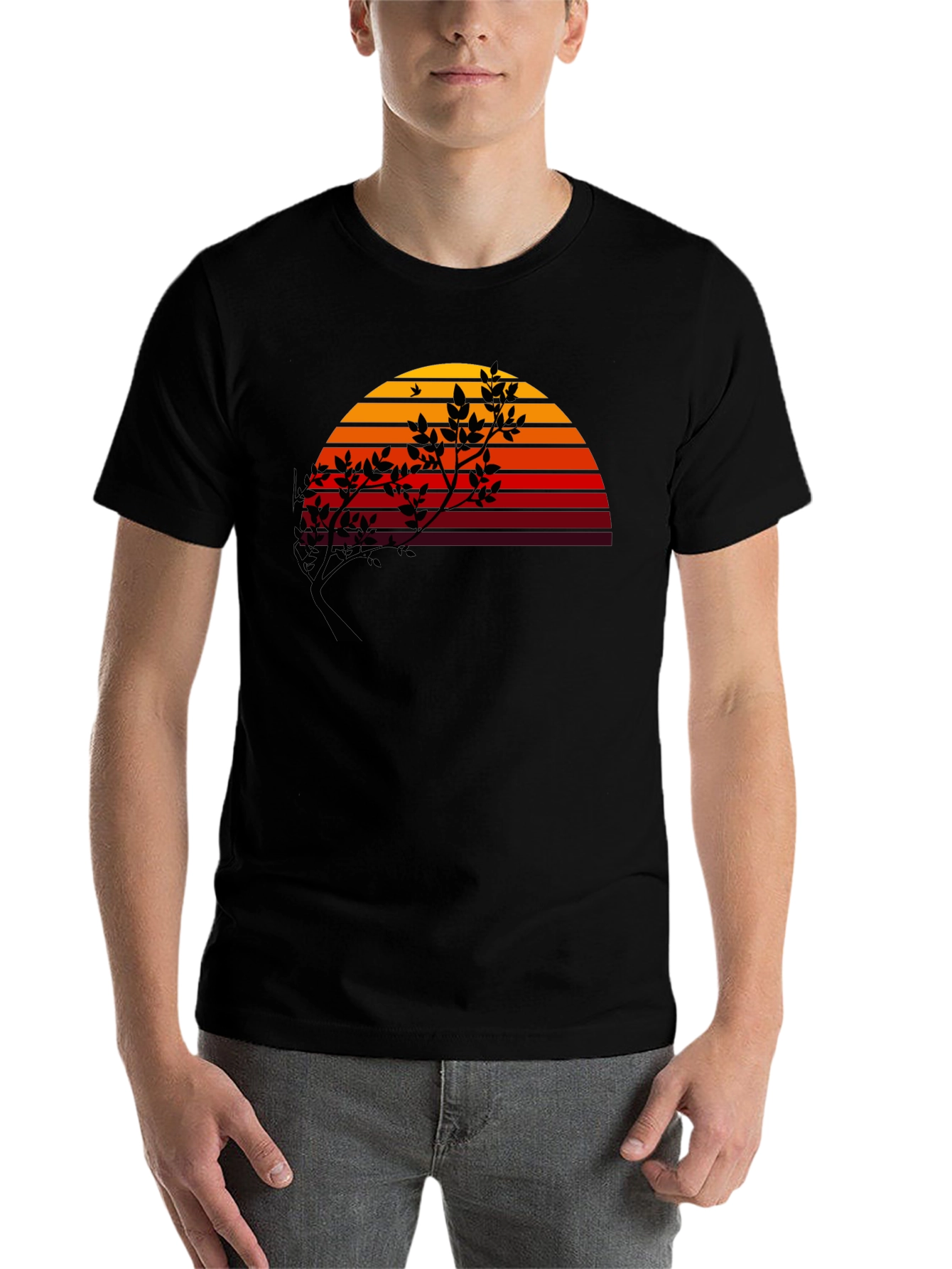 Black Sunset Tree Graphic Tee - Modern Stylish Comfort view 7
