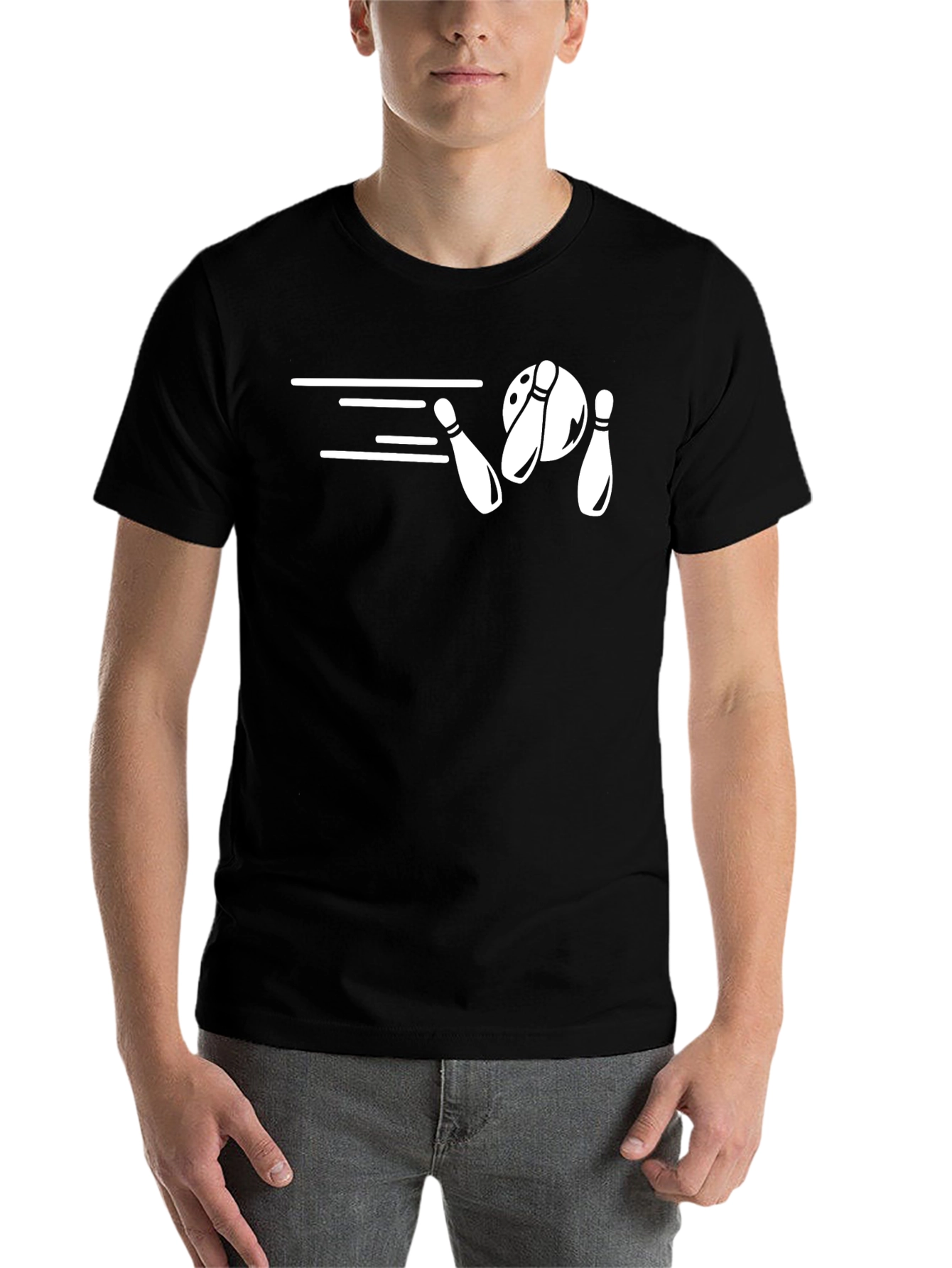 Bowling Strike Graphic Tee - Men's Black T-Shirt - 7