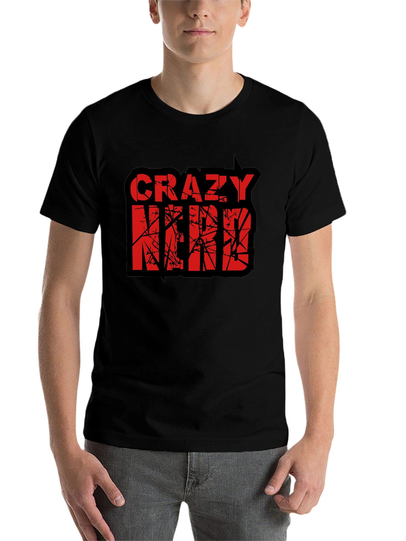 Black Crazy Nerd Graphic T-Shirt - Black Cotton Tee view 7