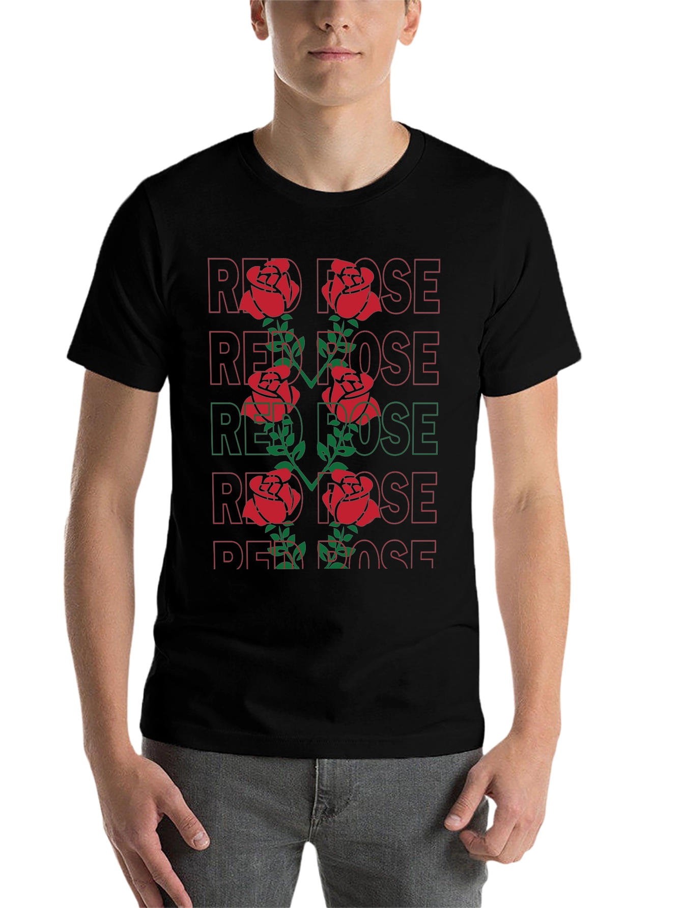 Black Red Rose Graphic Tee - Bold Floral Statement view 7