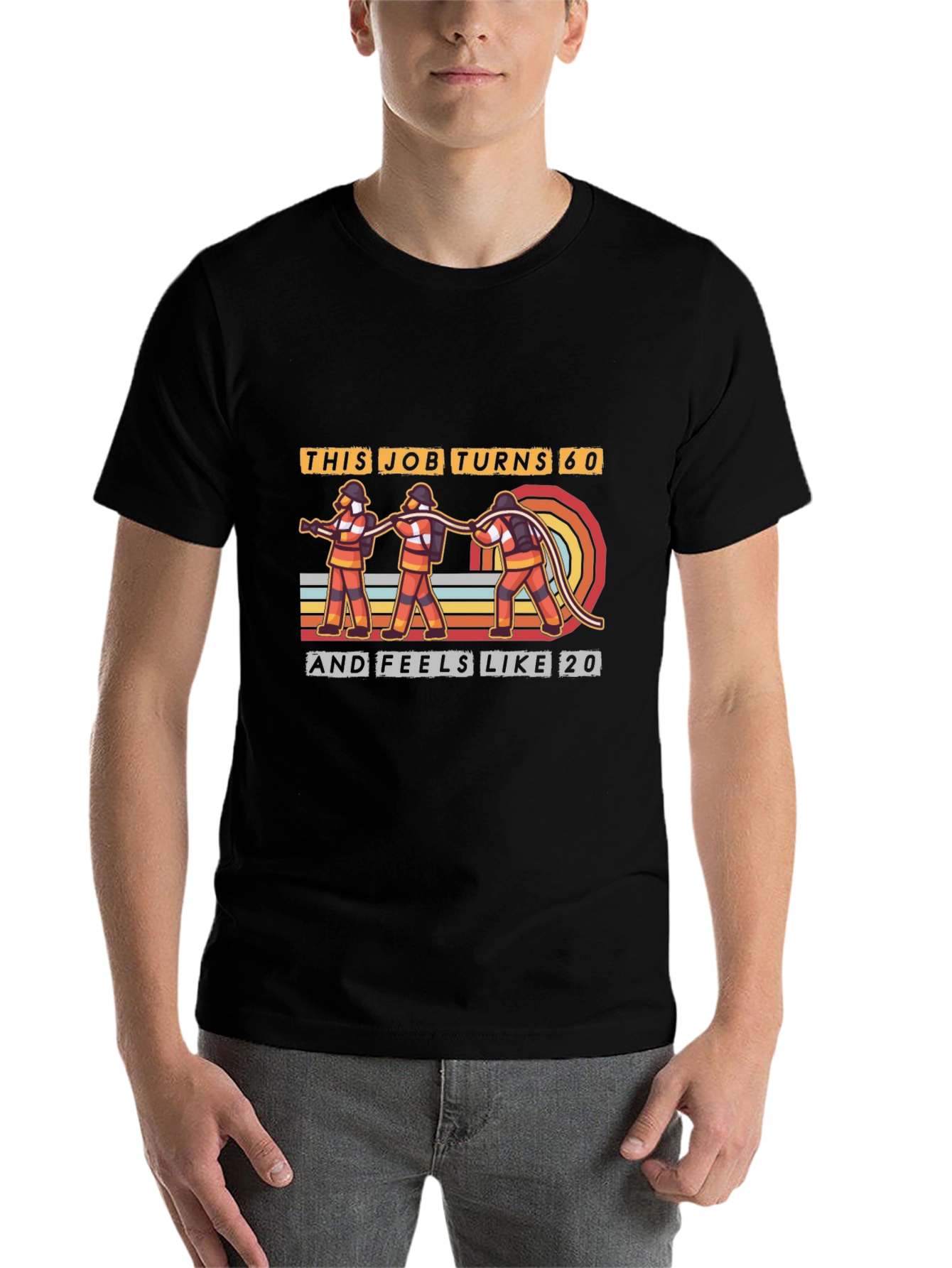 Black Firefighter 'This Job Turns 60' Graphic T-Shirt view 7
