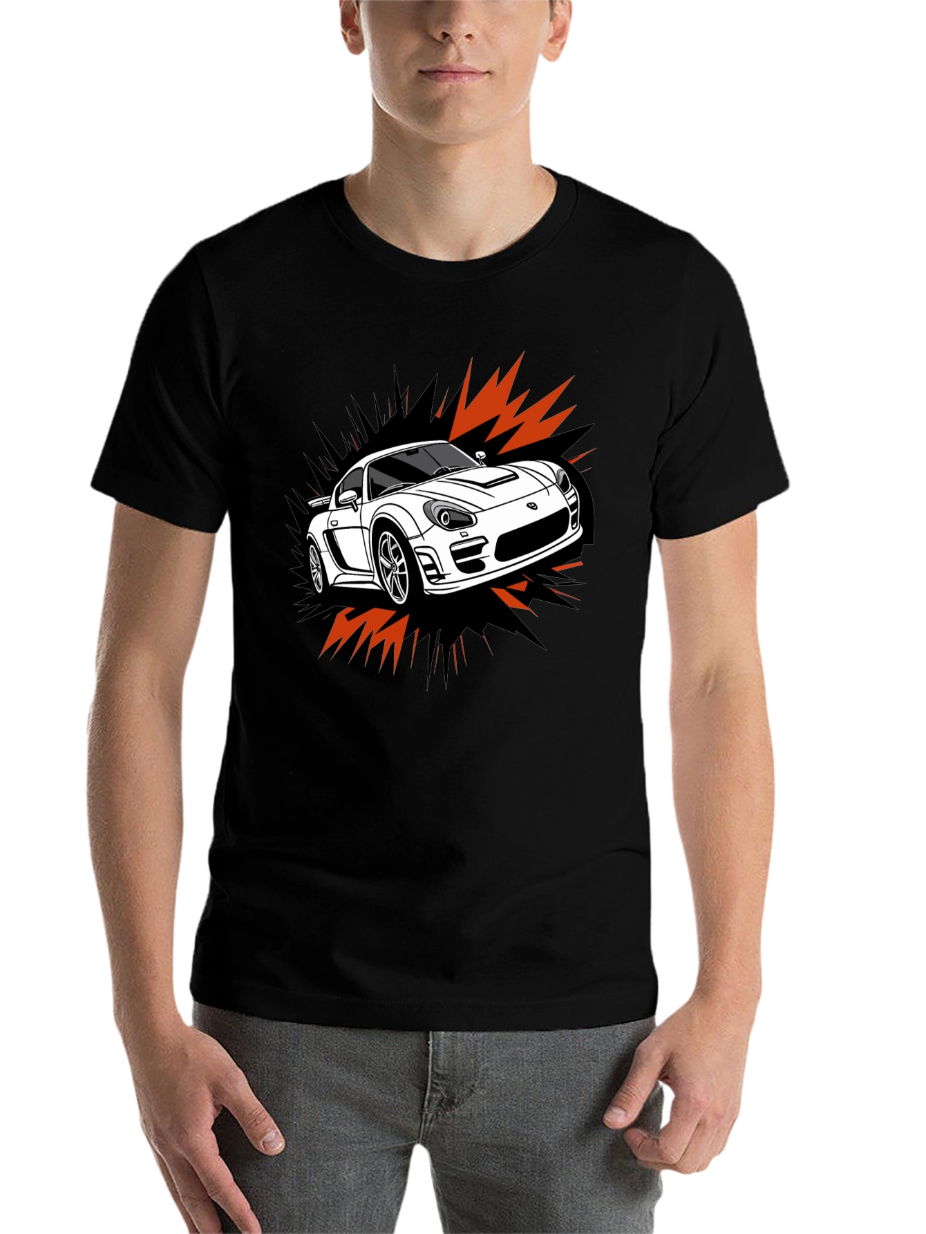 Black Cool Car Graphic T-Shirt view 7