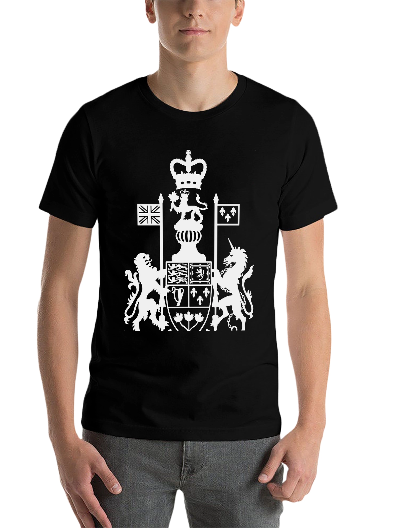 Black Black T-Shirt with White Royal Coat of Arms Graphic view 7