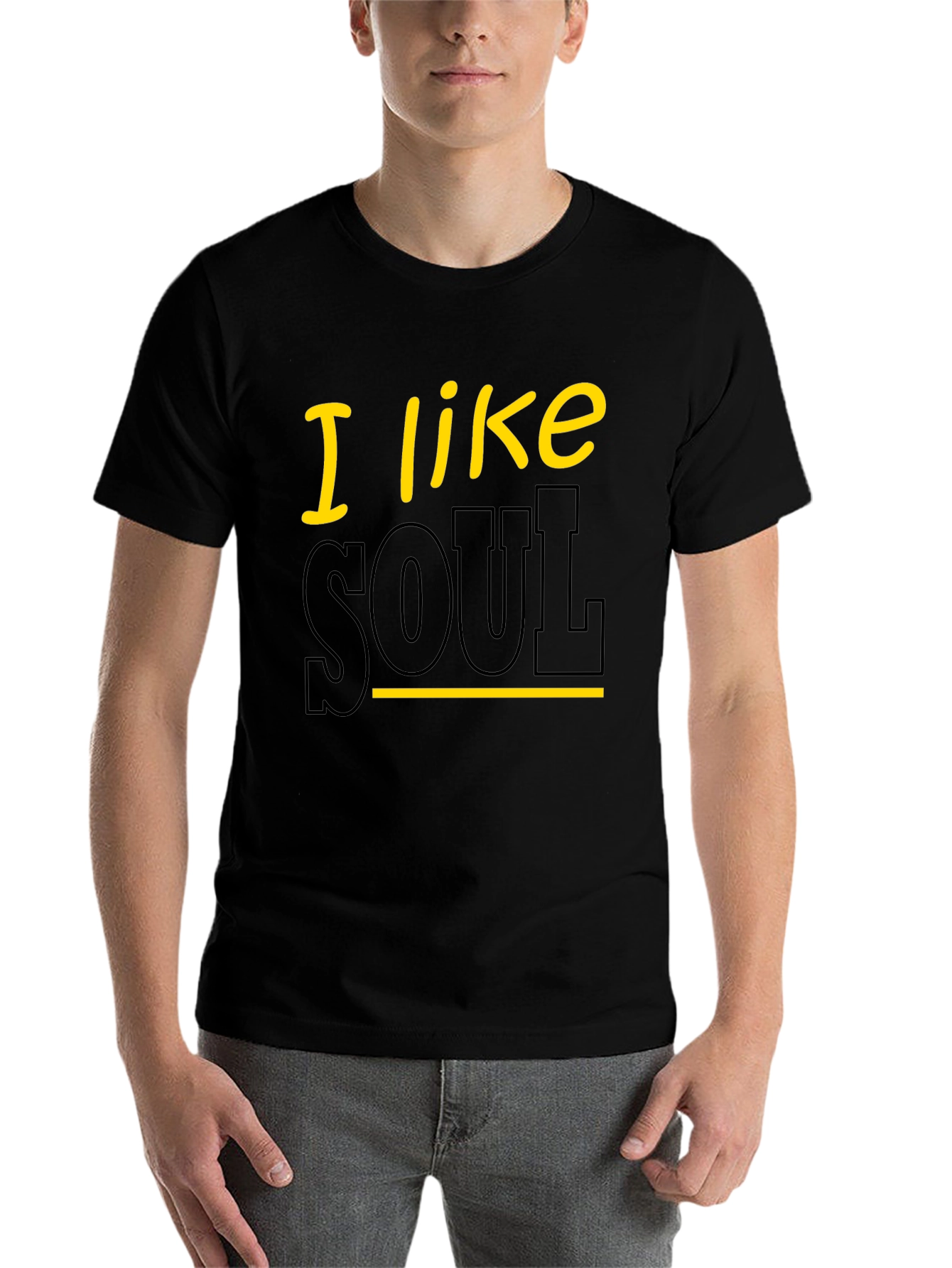 Black I Like Soul Graphic Tee - Black Cotton T-Shirt view 7