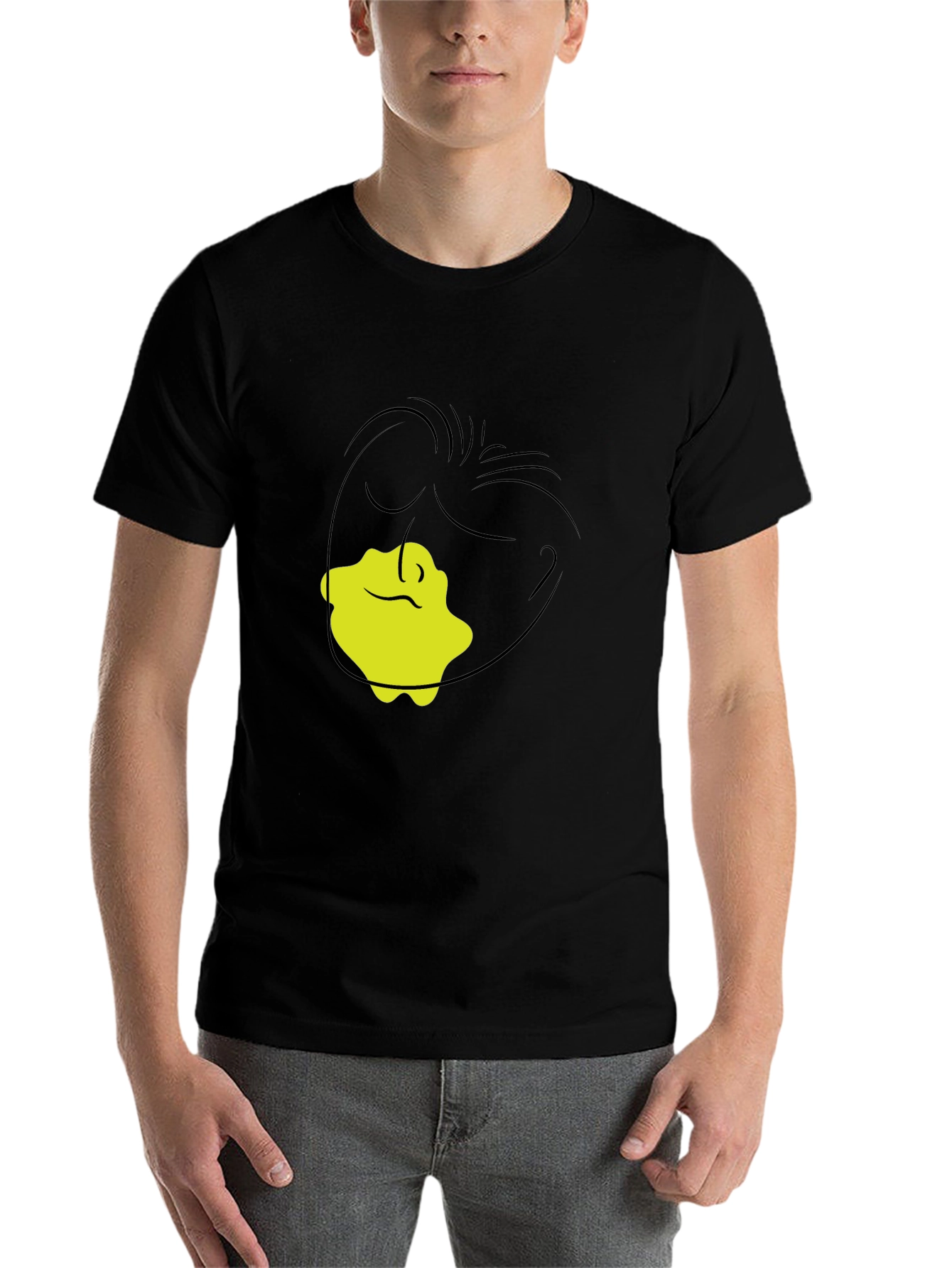 Black Abstract Face Graphic Tee - Modern Black T-Shirt view 7