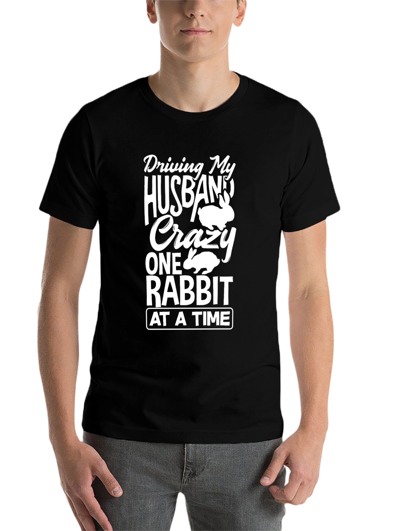 Black Driving My Husband Crazy Rabbit T-Shirt view 7