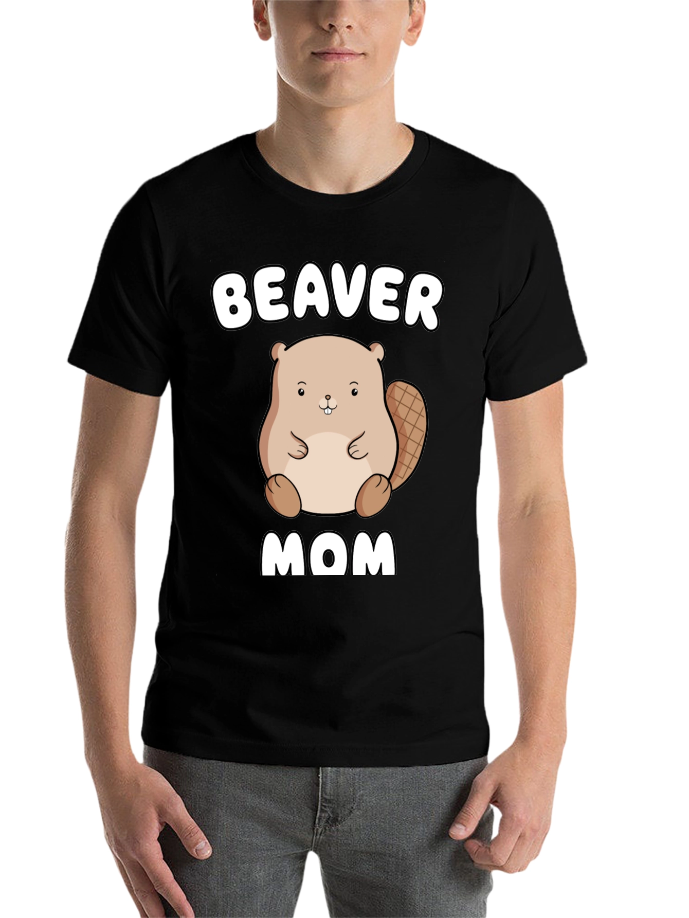 Black Beaver Mom Graphic Tee - Unisex Cotton T-Shirt view 7